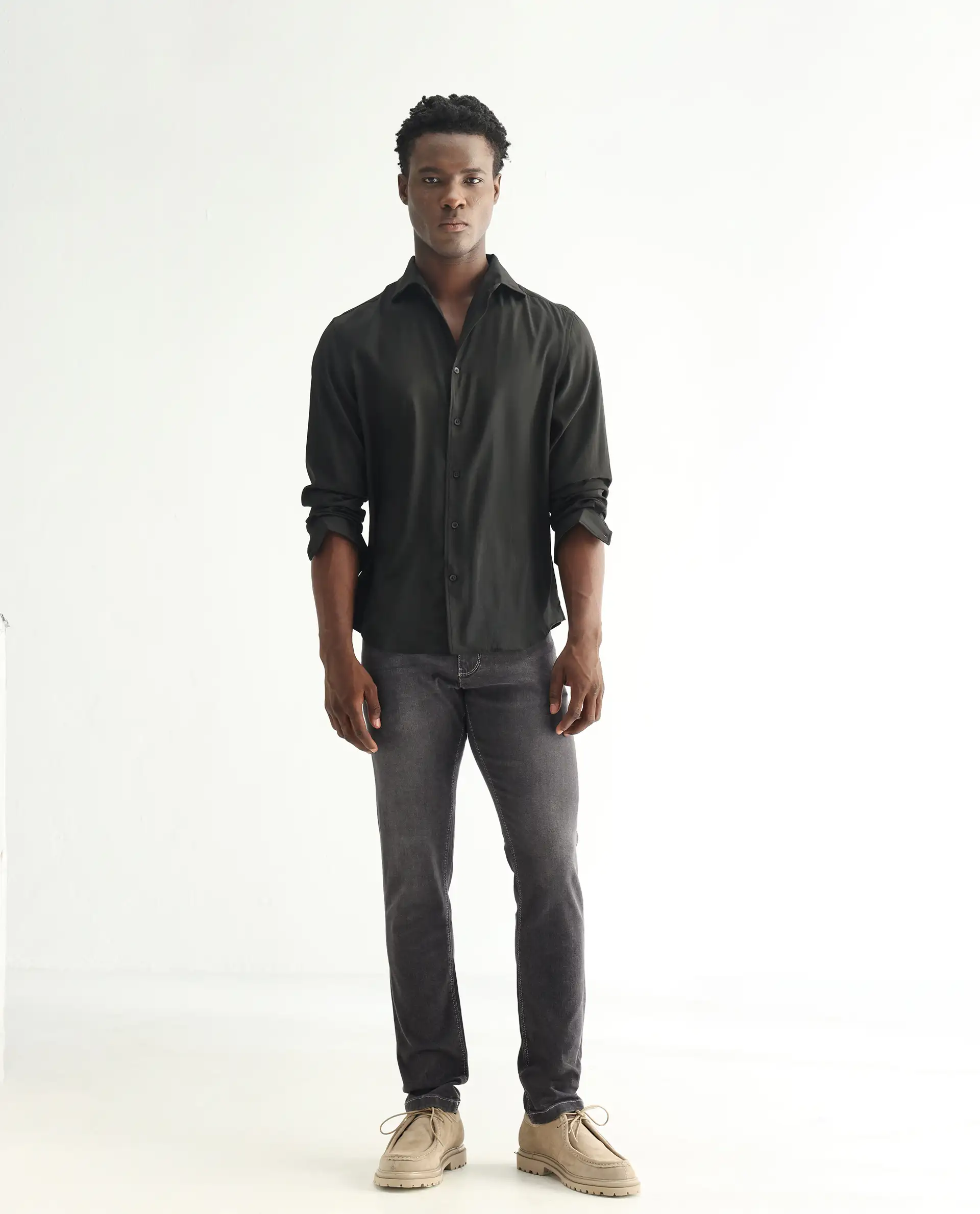 Rare Rabbit Men's Celebi Grey Cotton Plain Hawk Slim Fit Jeans - Image 4