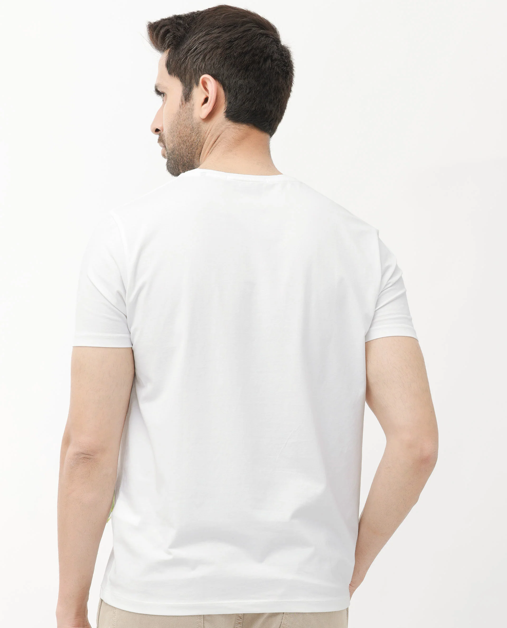 Rare Rabbit Articale Men's Celebrate-1 White Crew Neck Regular Fit Knit Typography Print T-Shirt - Image 9