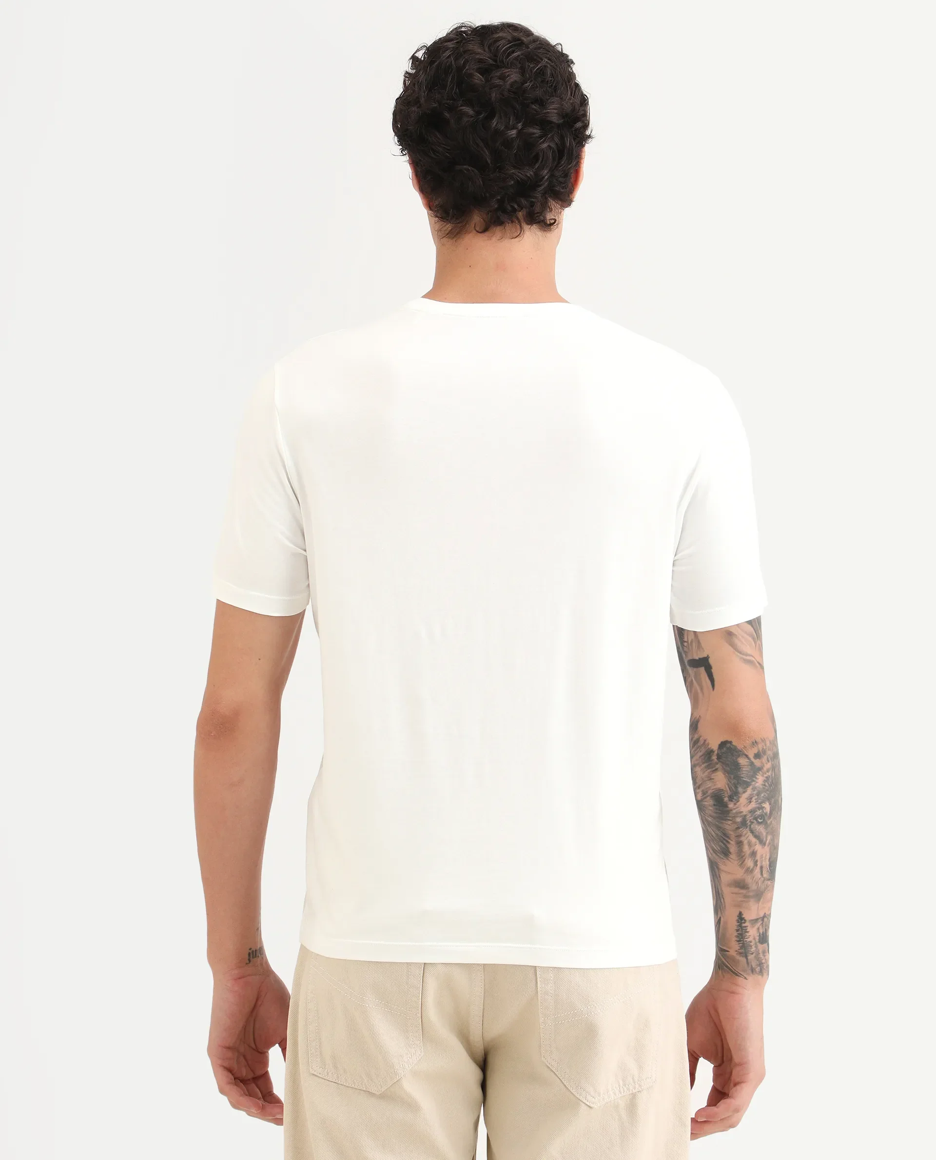 Rare Rabbit Men's Celebrate-S26 White Cotton Blend Fabric Half Sleeve Crew Neck Regular Fit Graphic Print T-Shirt - Image 8