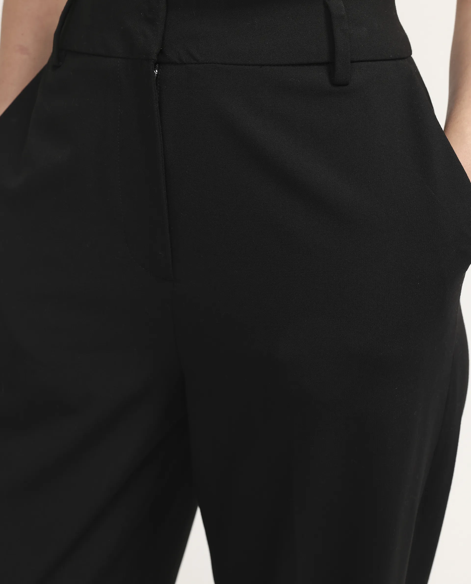 Rareism Women's Celina-B Black Polyester Blend Wide Plain Trouser - Image 4