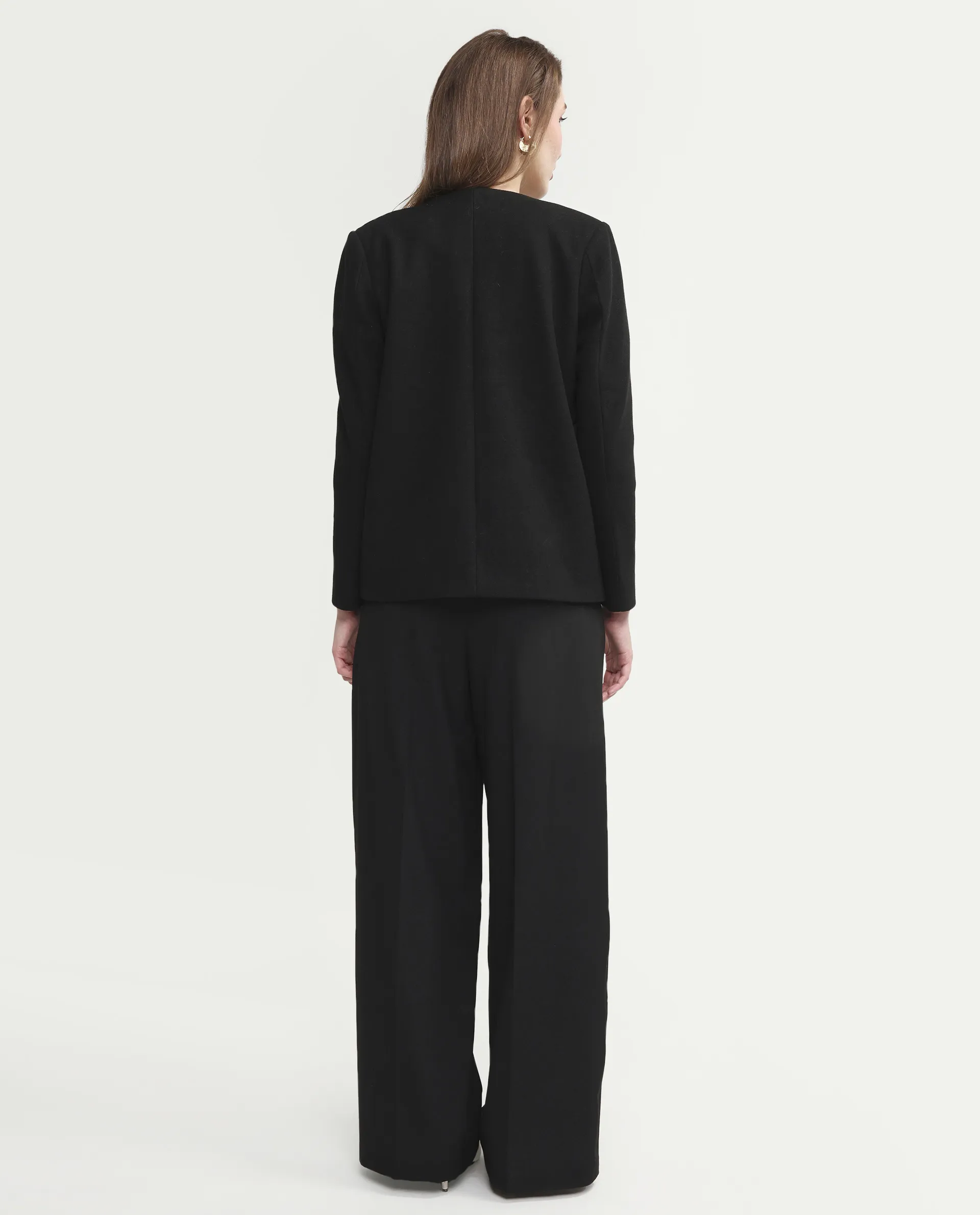 Rareism Women's Celina-B Black Polyester Blend Wide Plain Trouser - Image 7