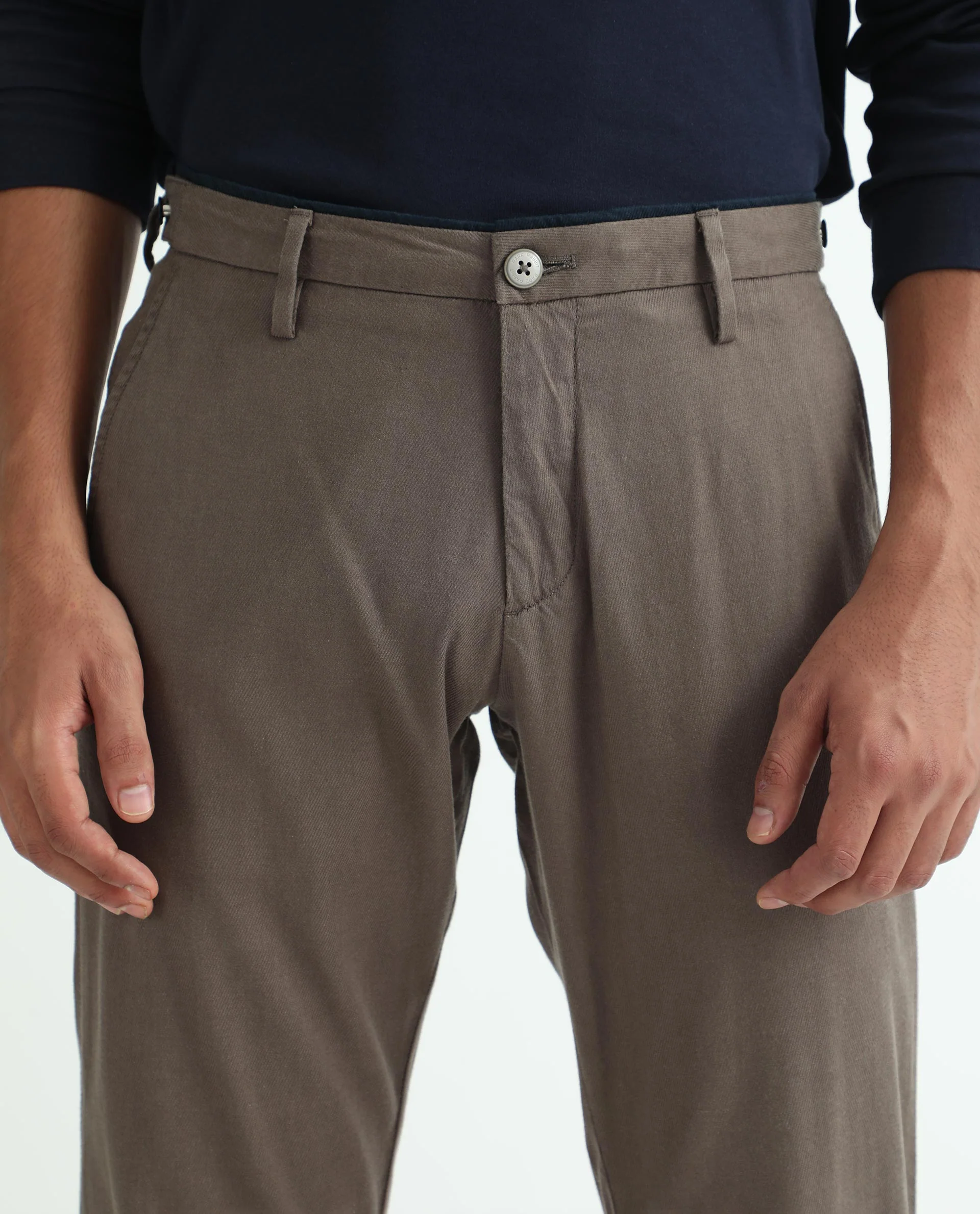 Rare Rabbit Men's Cellular Brown Cotton Plain Regular Fit Trouser - Image 2