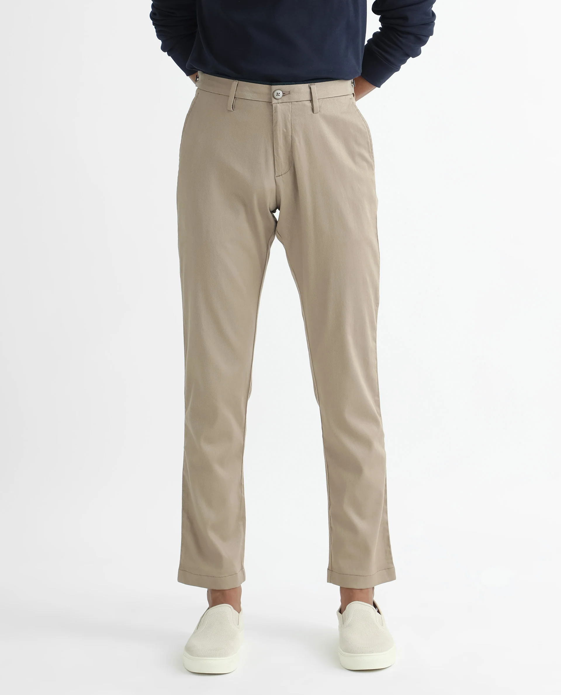 Rare Rabbit Men's Cellular Khaki Cotton Plain Regular Fit Trouser - Image 11