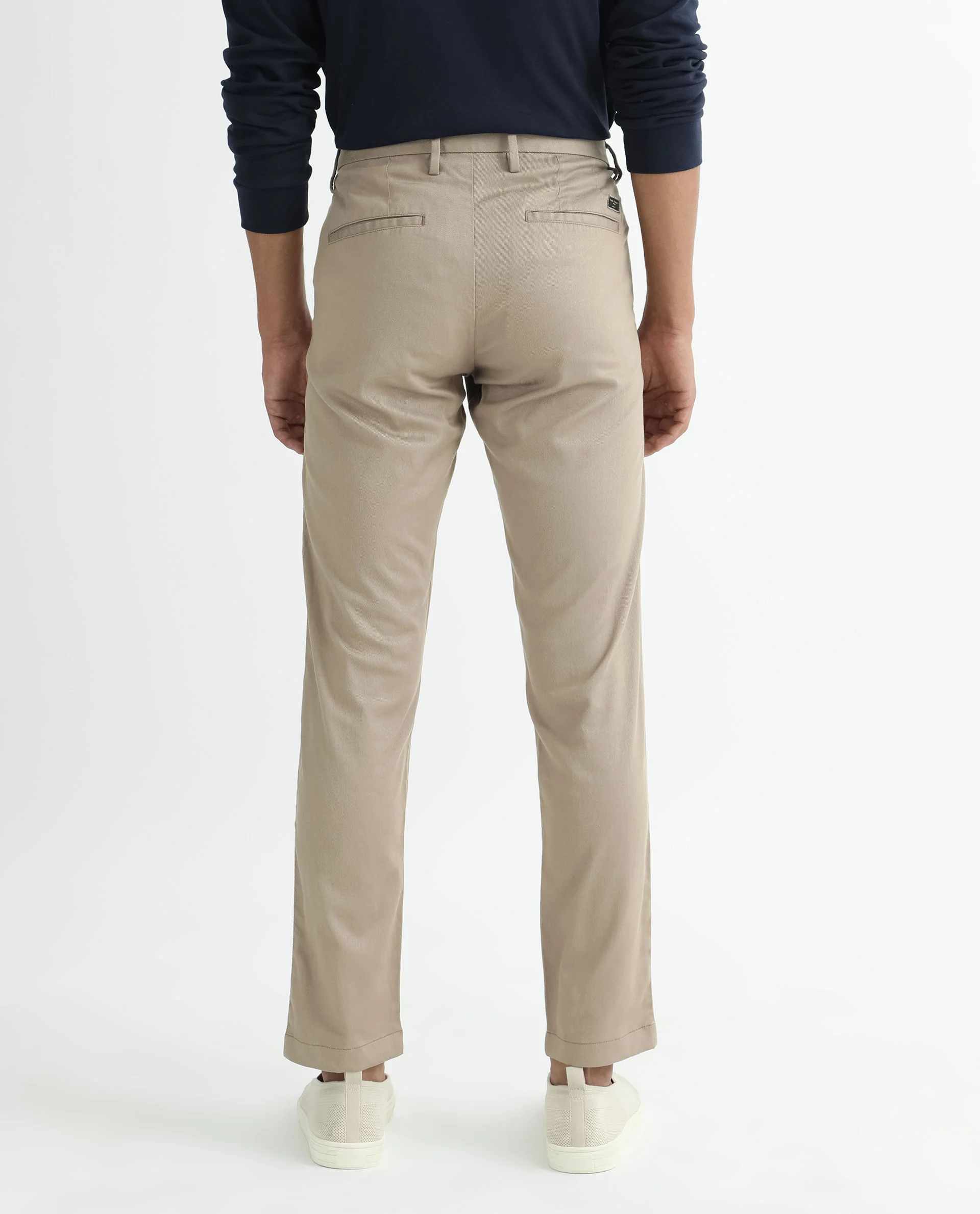 Rare Rabbit Men's Cellular Khaki Cotton Plain Regular Fit Trouser - Image 13