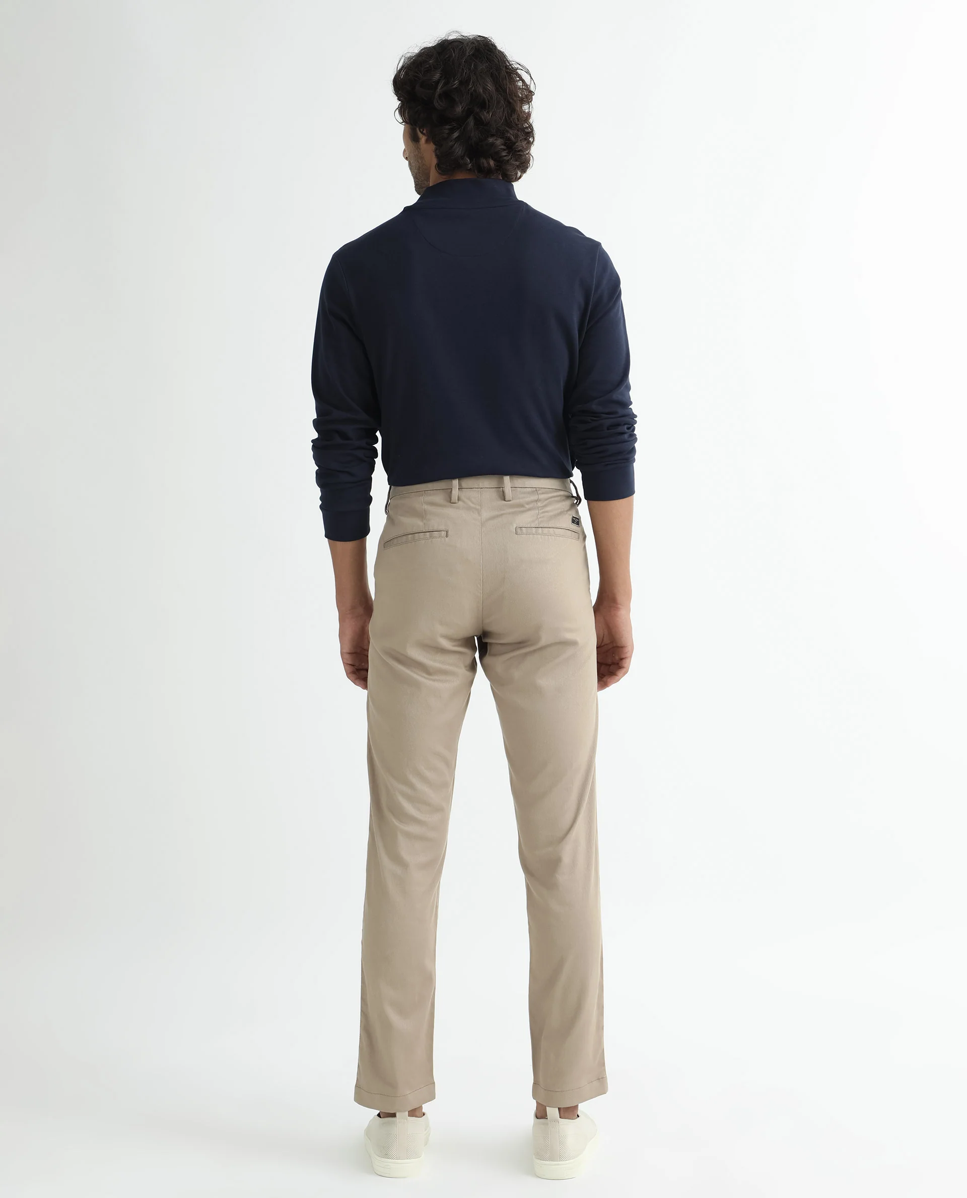 Rare Rabbit Men's Cellular Khaki Cotton Plain Regular Fit Trouser - Image 14