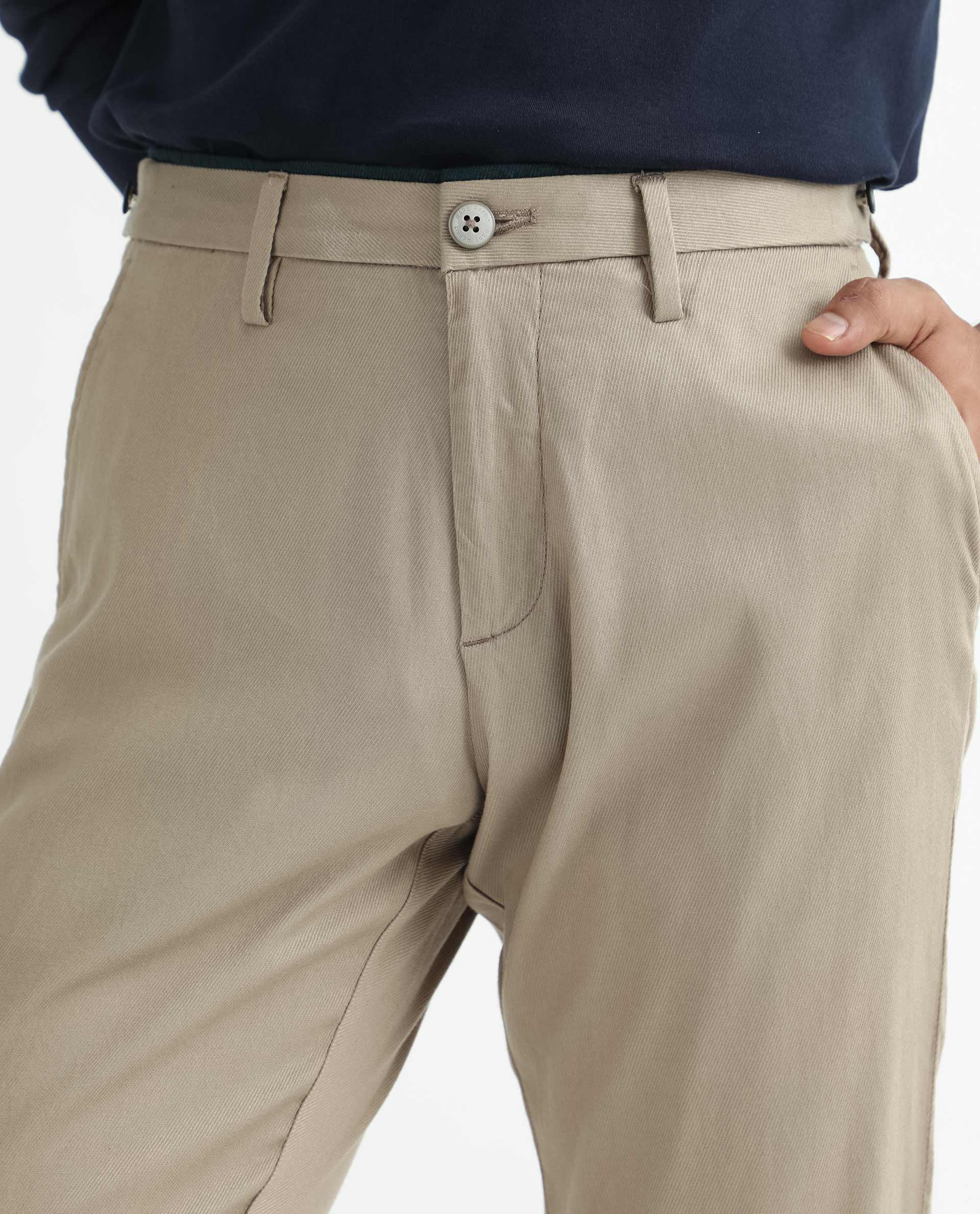 Rare Rabbit Men's Cellular Khaki Cotton Plain Regular Fit Trouser - Image 2