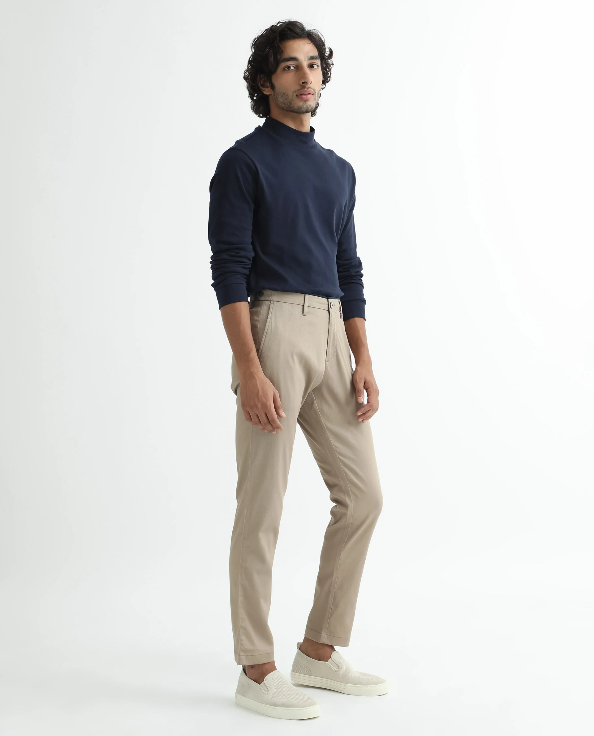 Rare Rabbit Men's Cellular Khaki Cotton Plain Regular Fit Trouser - Image 9