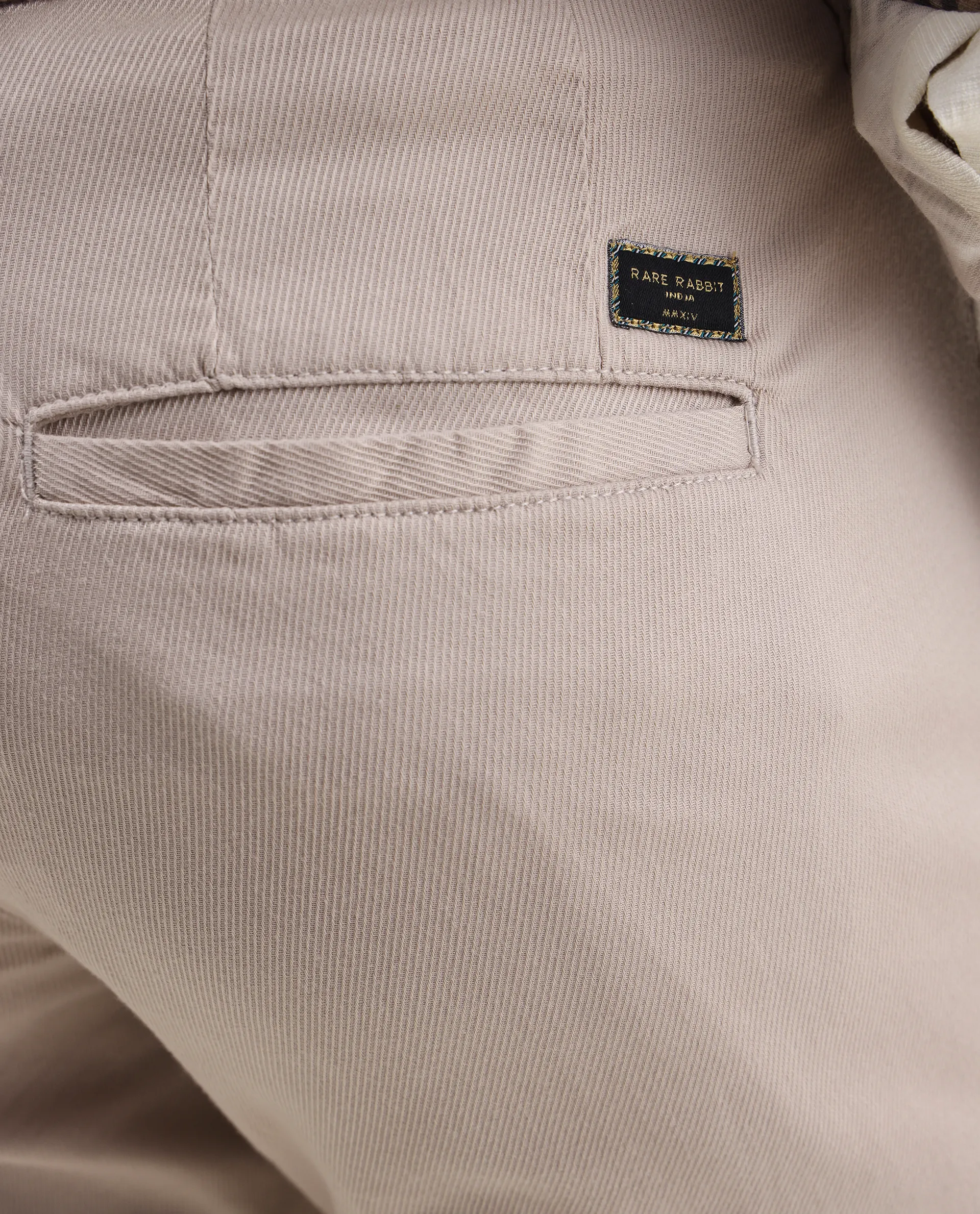 Rare Rabbit Men's Cellular Light Pink Cotton Plain Regular Fit Trouser - Image 7