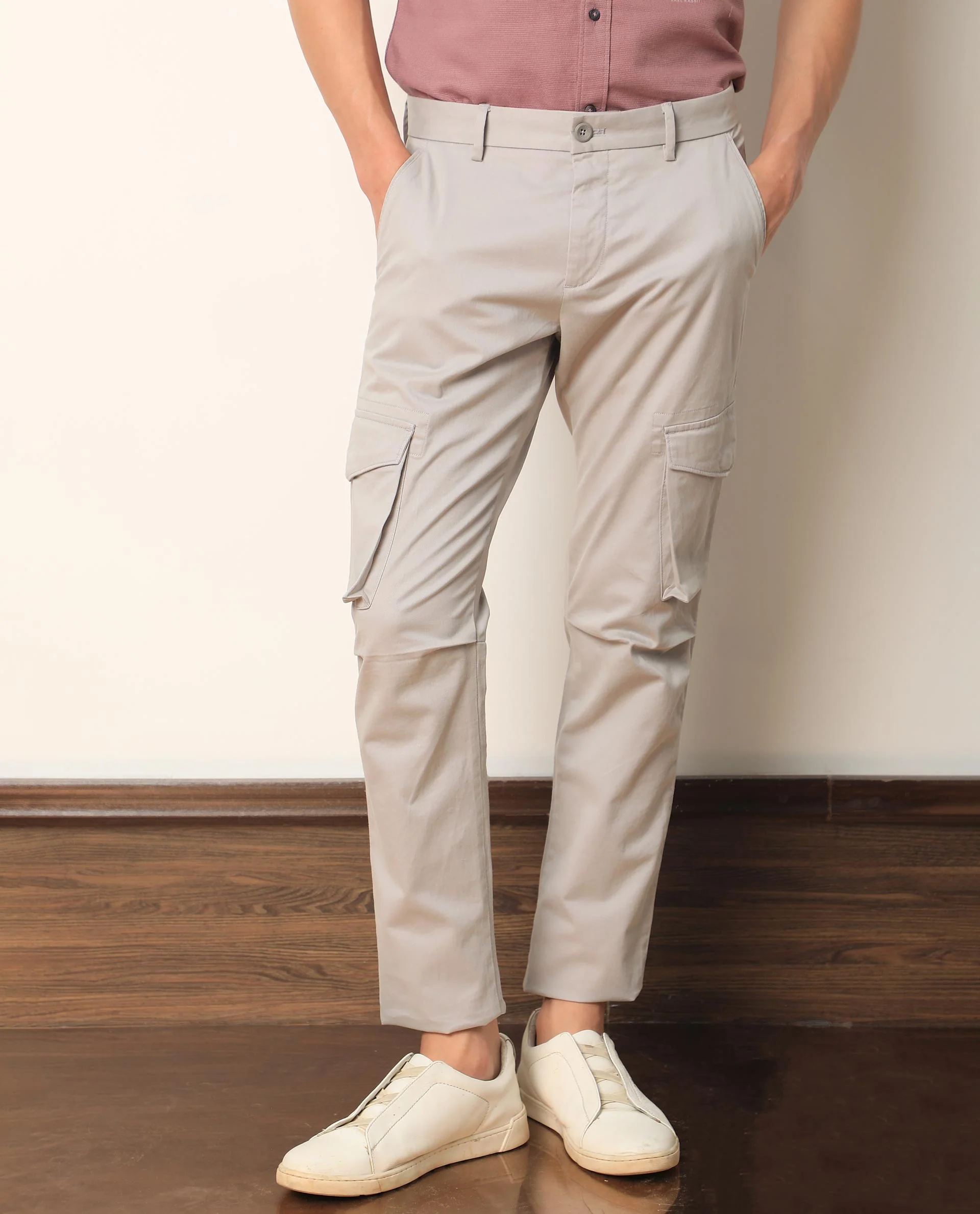 Rare Rabbit Men's Celu Grey Plain Slim Fit Trouser - Image 2