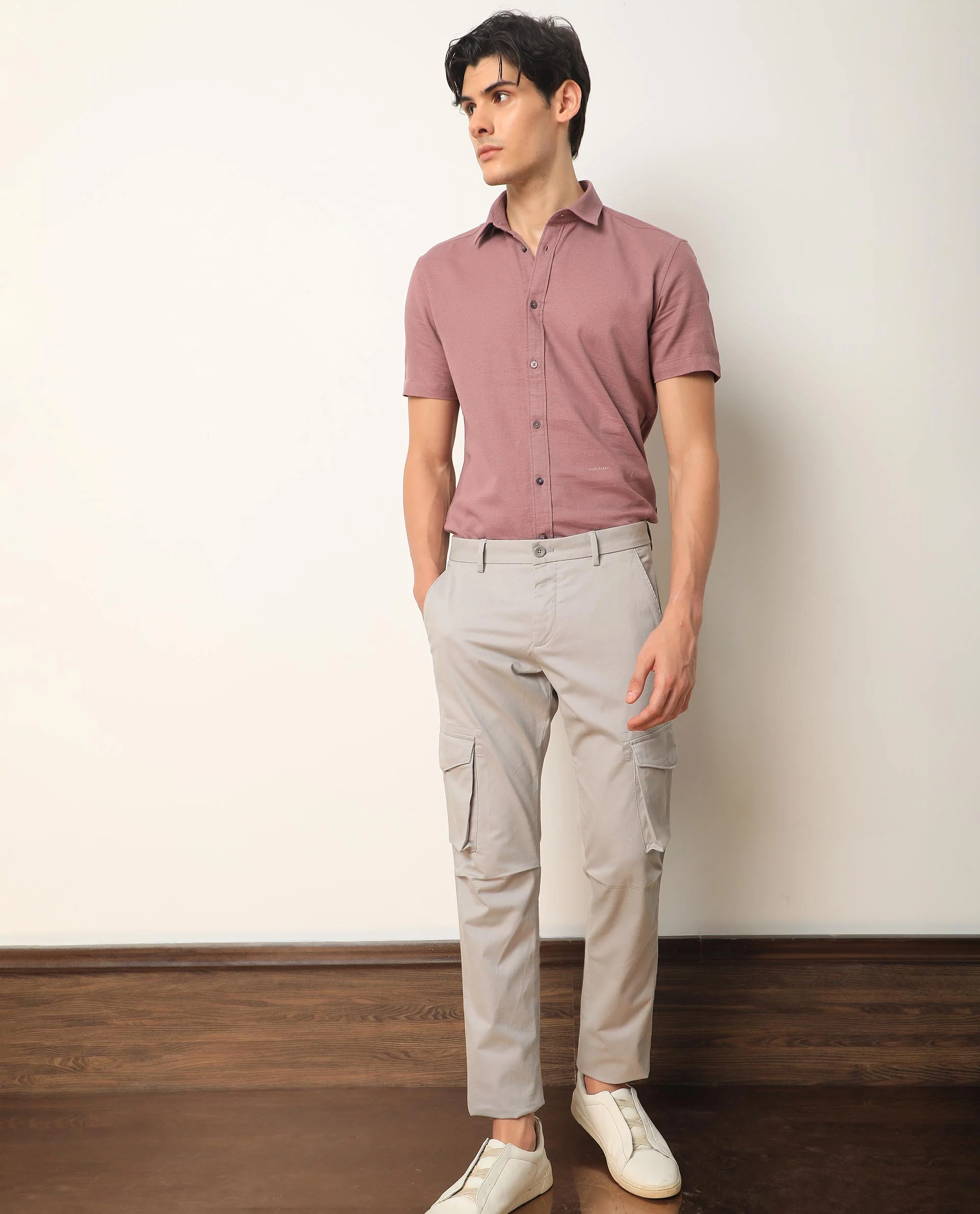 Rare Rabbit Men's Celu Grey Plain Slim Fit Trouser - Image 4
