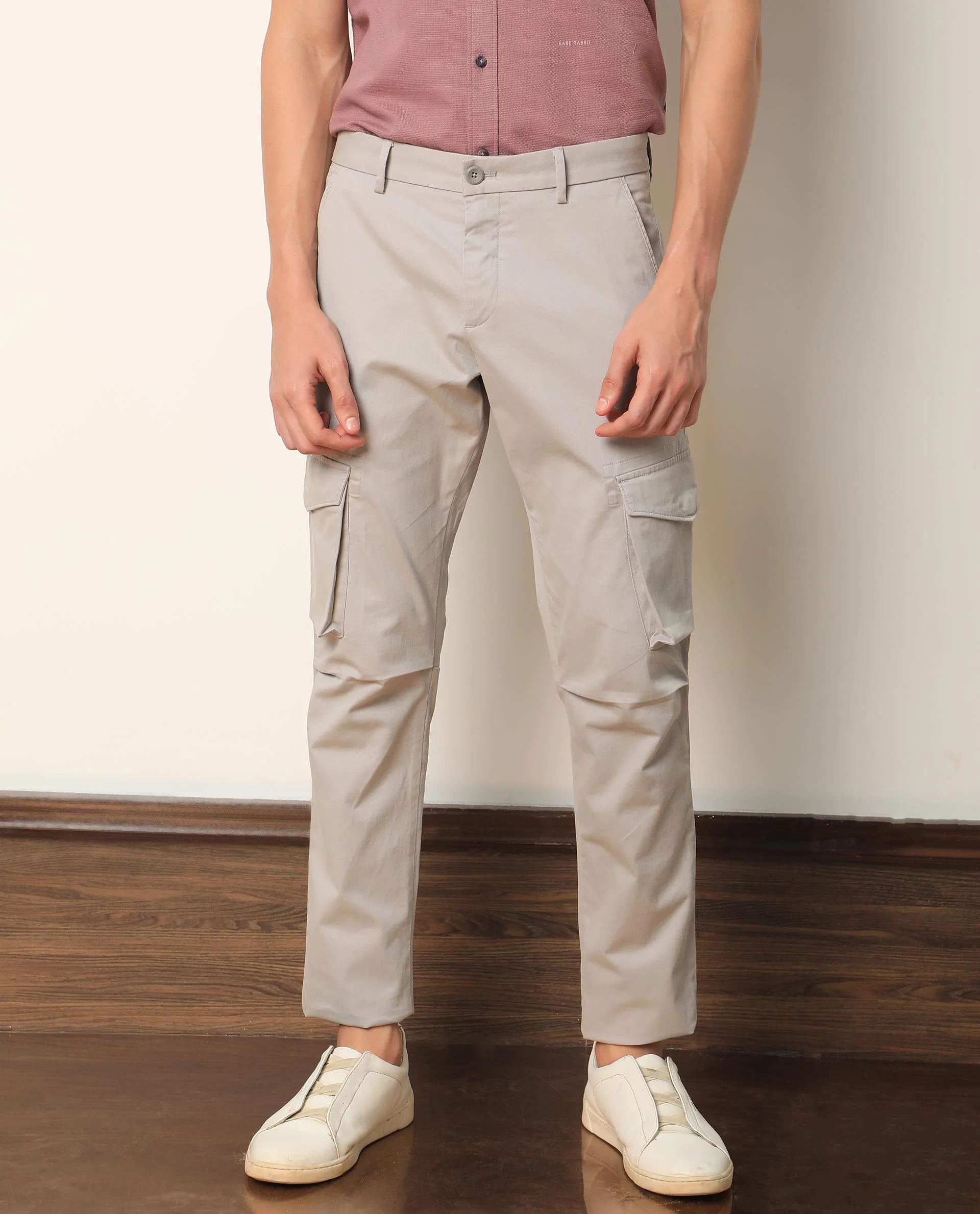 Rare Rabbit Men's Celu Grey Plain Slim Fit Trouser - Image 6