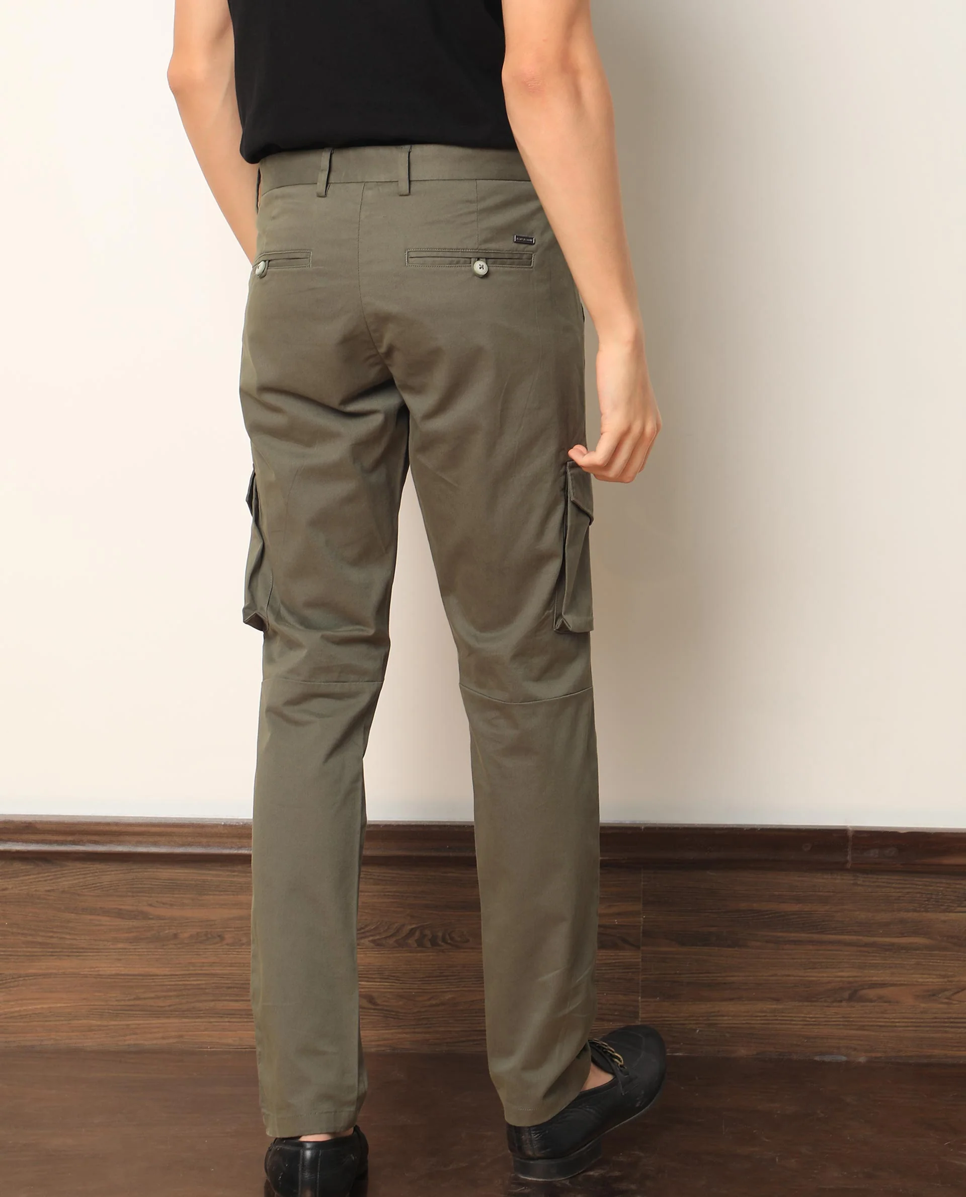 Rare Rabbit Men's Celu Olive Cotton Plain Slim Fit Trouser - Image 10