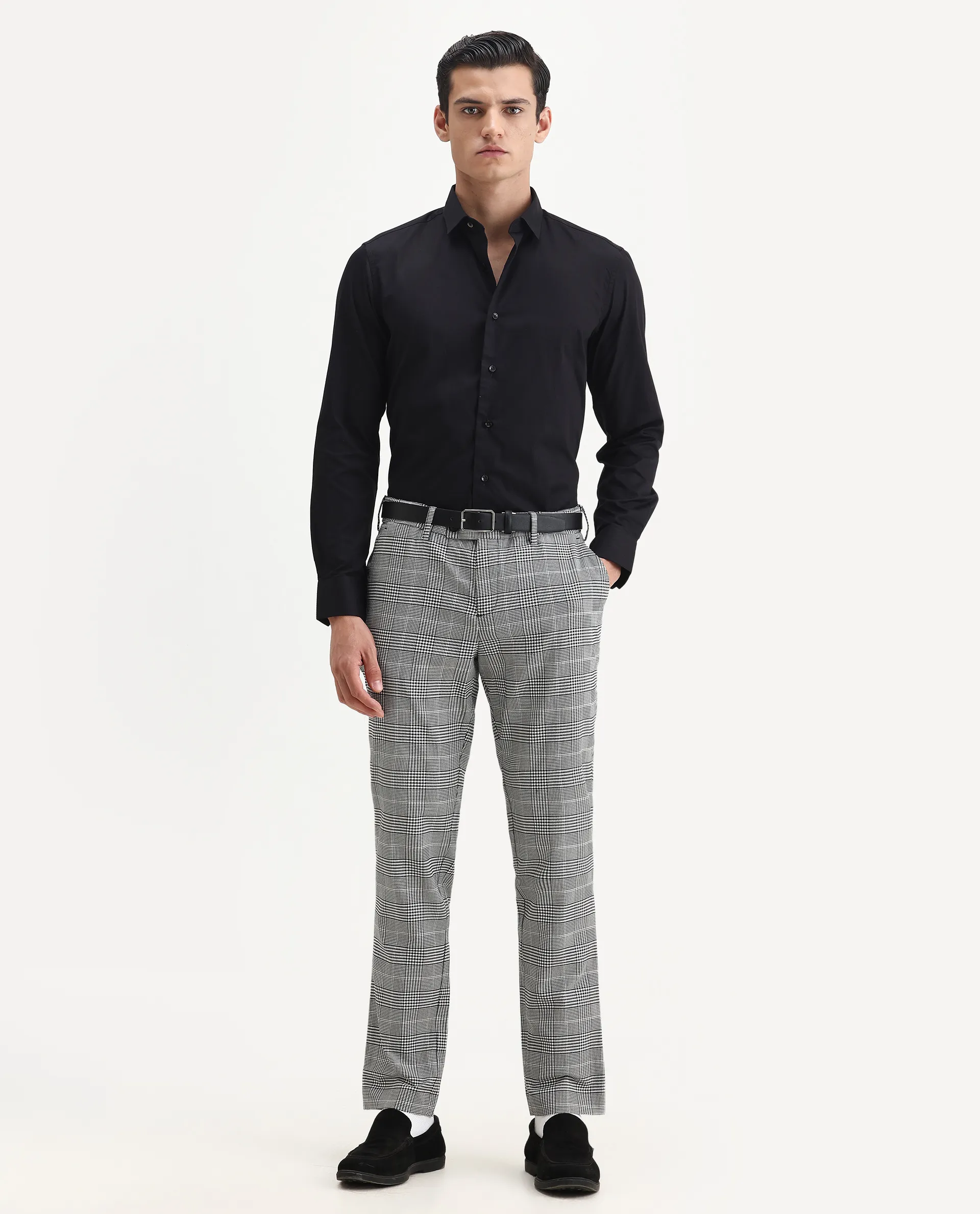 Rare Rabbit Men's Centi Black Cotton Plain Regular Fit Full Sleeve Collared Shirt - Image 2