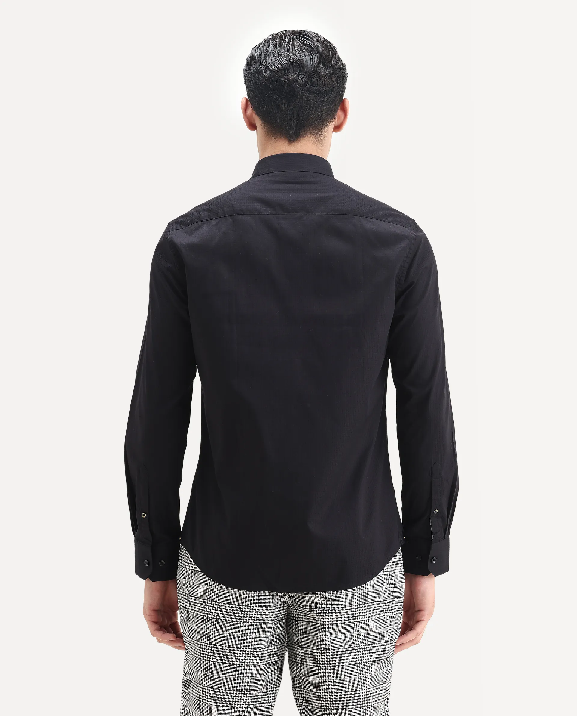 Rare Rabbit Men's Centi Black Cotton Plain Regular Fit Full Sleeve Collared Shirt - Image 7