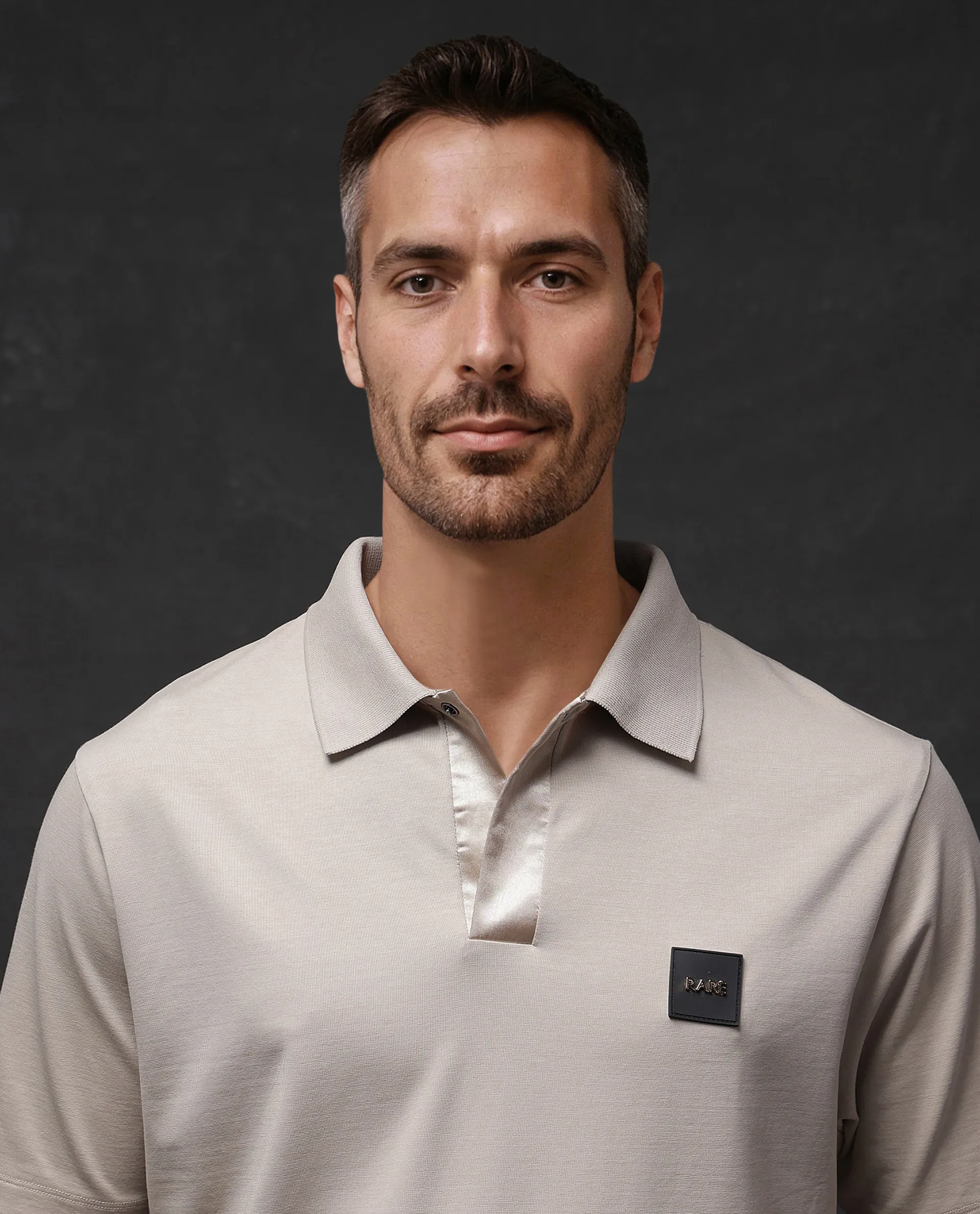 Rare Rabbit Men's Centor - Beige Cotton Plain Regular Fit Half Sleeve Polo - Image 2