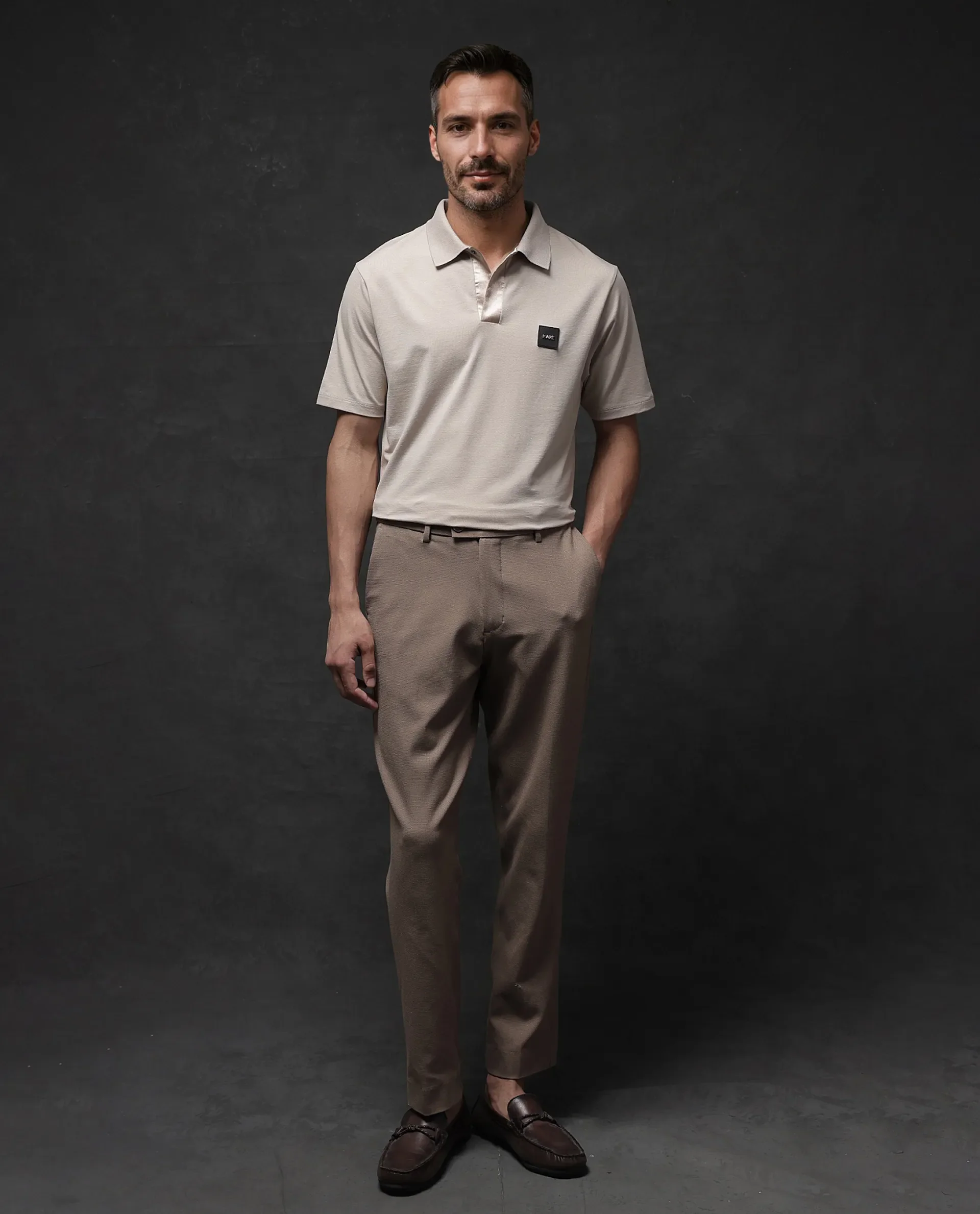 Rare Rabbit Men's Centor - Beige Cotton Plain Regular Fit Half Sleeve Polo - Image 4