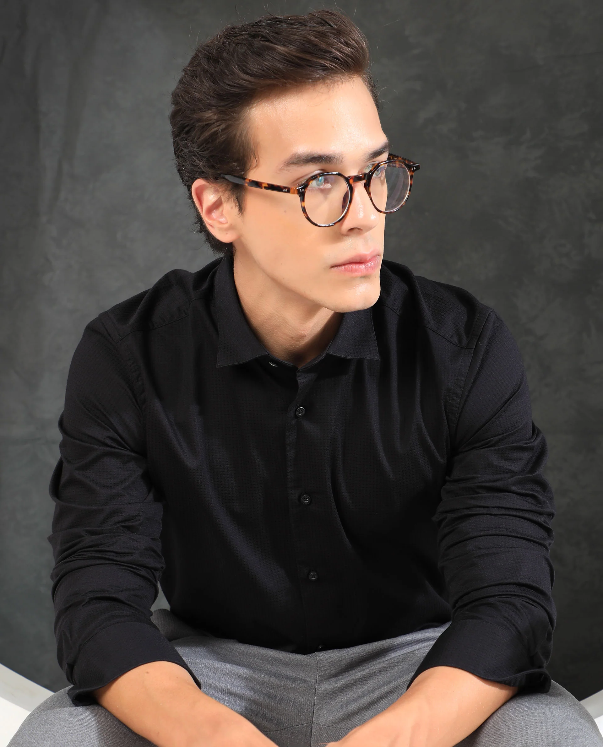 Rare Rabbit Men's Cent Black Cotton Plain Regular Fit Full Sleeve Spread Collar Shirt - Image 4