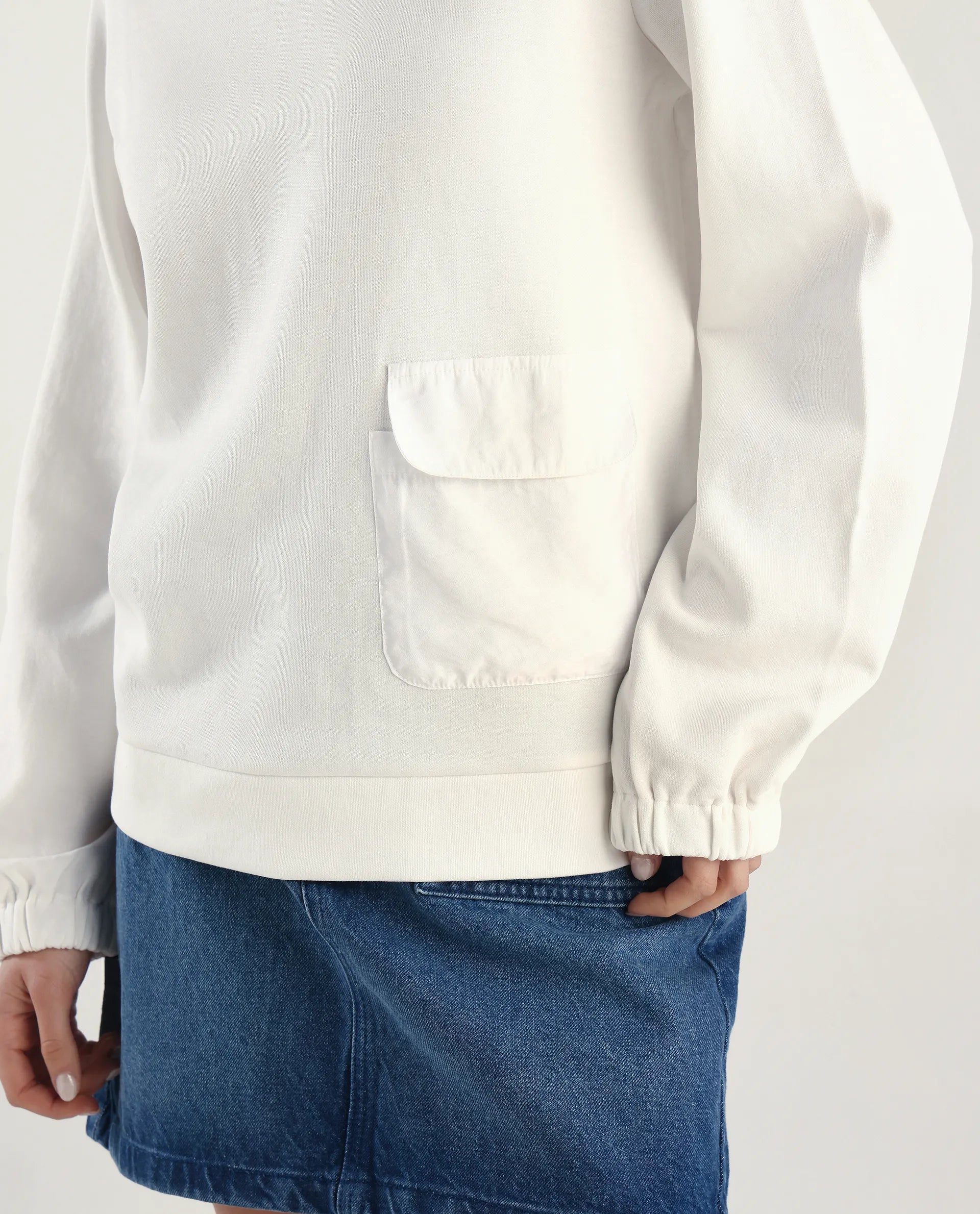 Rareism Women's Century Off White Cotton Blend Crew Neck Plain Relaxed Fit Sweatshirt - Image 4