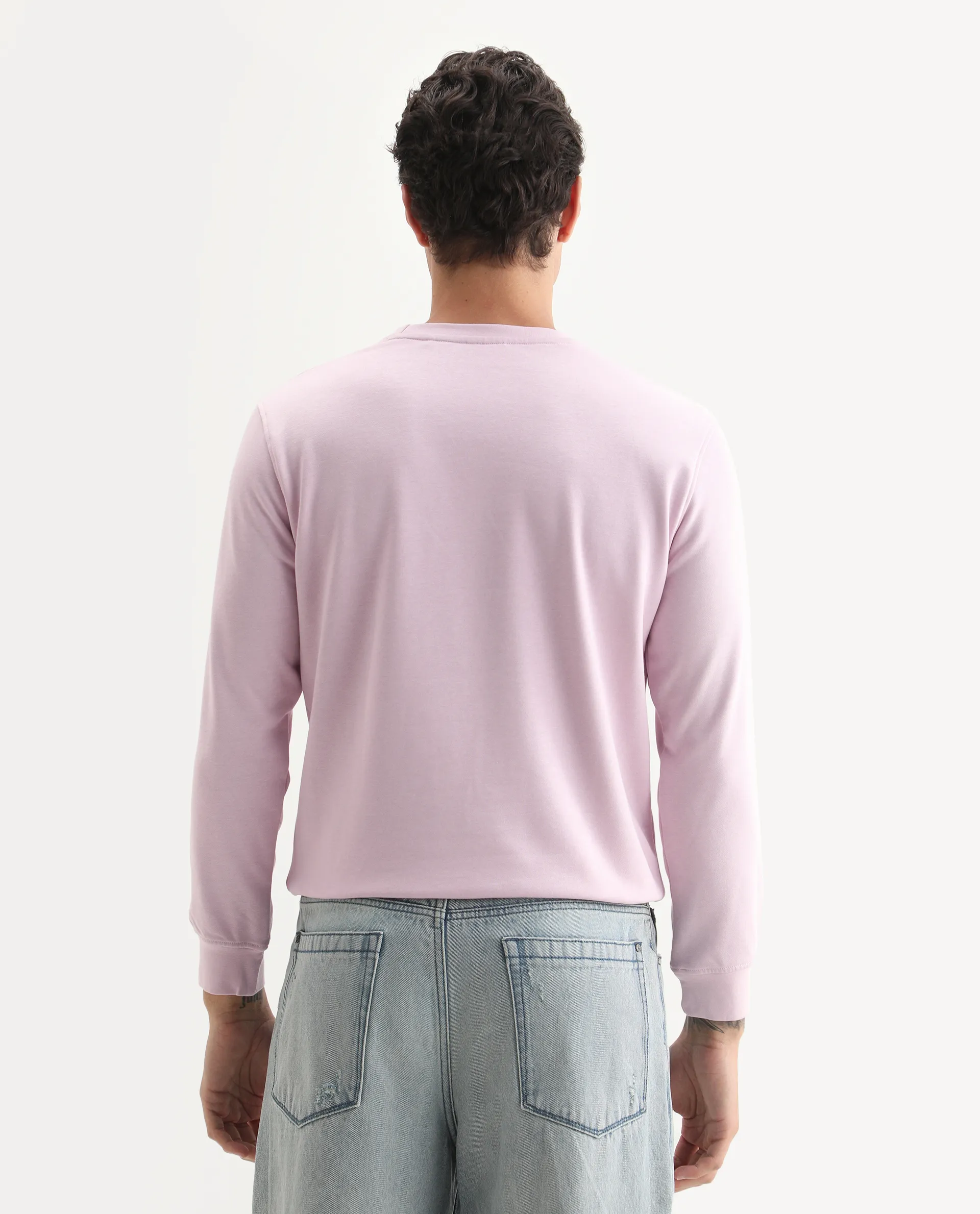 Rare Rabbit Men's Cerdon Light Pink Cotton Graphic Print Regular Fit Full Sleeve Crew Neck Sweatshirt - Image 7