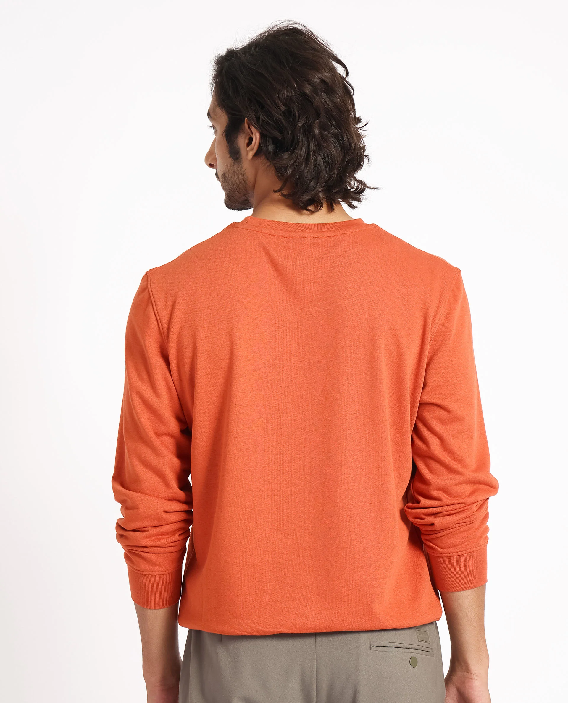 Rare Rabbit Men's Cerdon Rust Cotton Graphic Print Regular Fit Full Sleeve Crew Neck Sweatshirt - Image 5