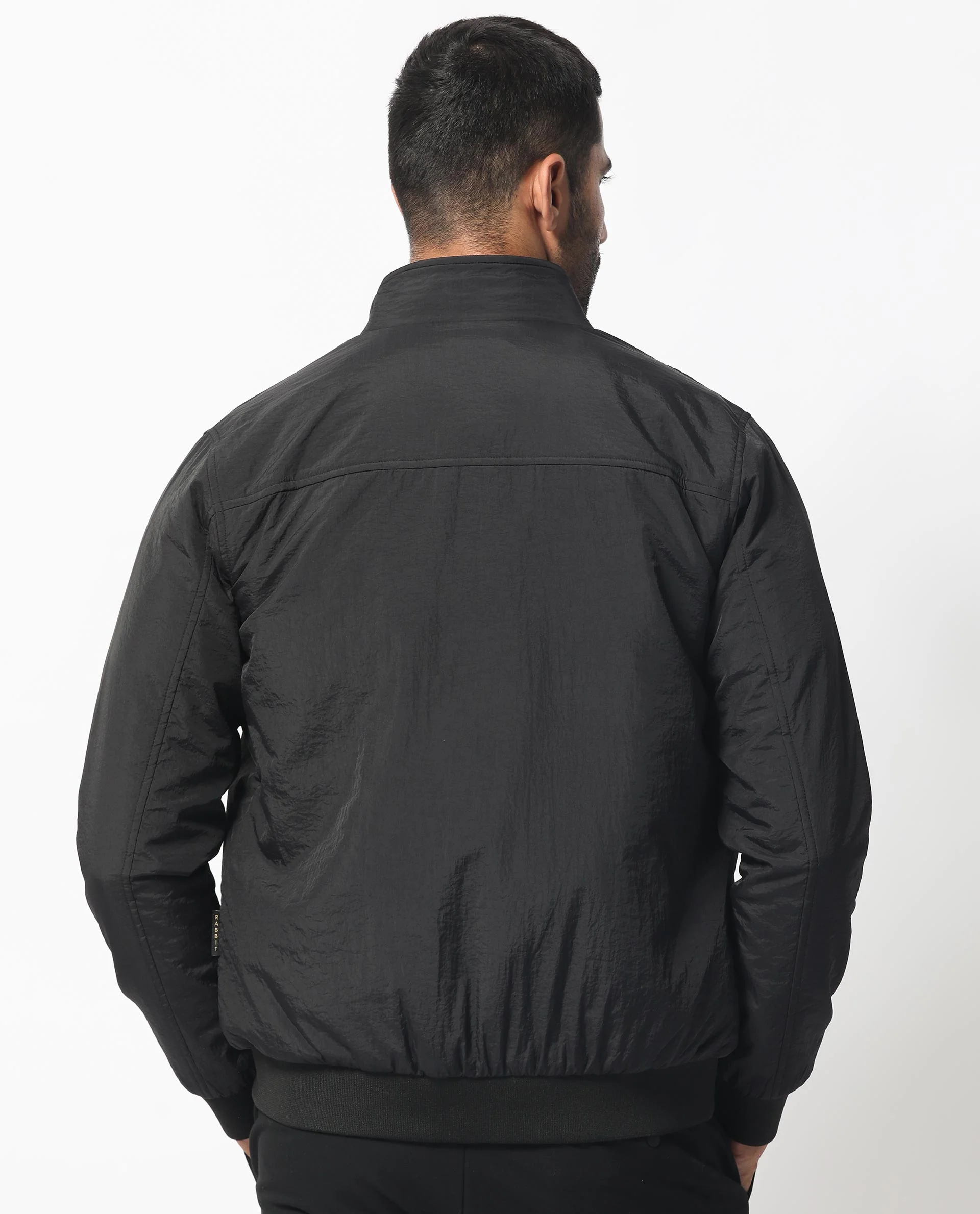 Rare Rabbit Men's Cerno Black Polyester Plain Regular Fit Full Sleeve Mandarin Collar Jacket - Image 10