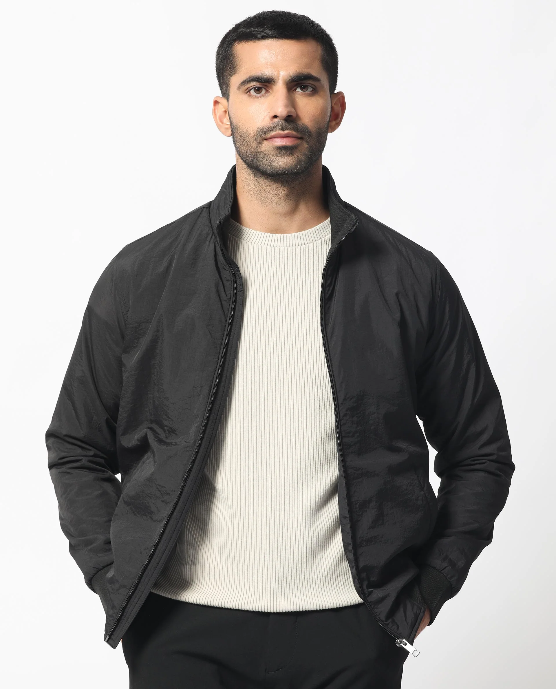 Rare Rabbit Men's Cerno Black Polyester Plain Regular Fit Full Sleeve Mandarin Collar Jacket - Image 14