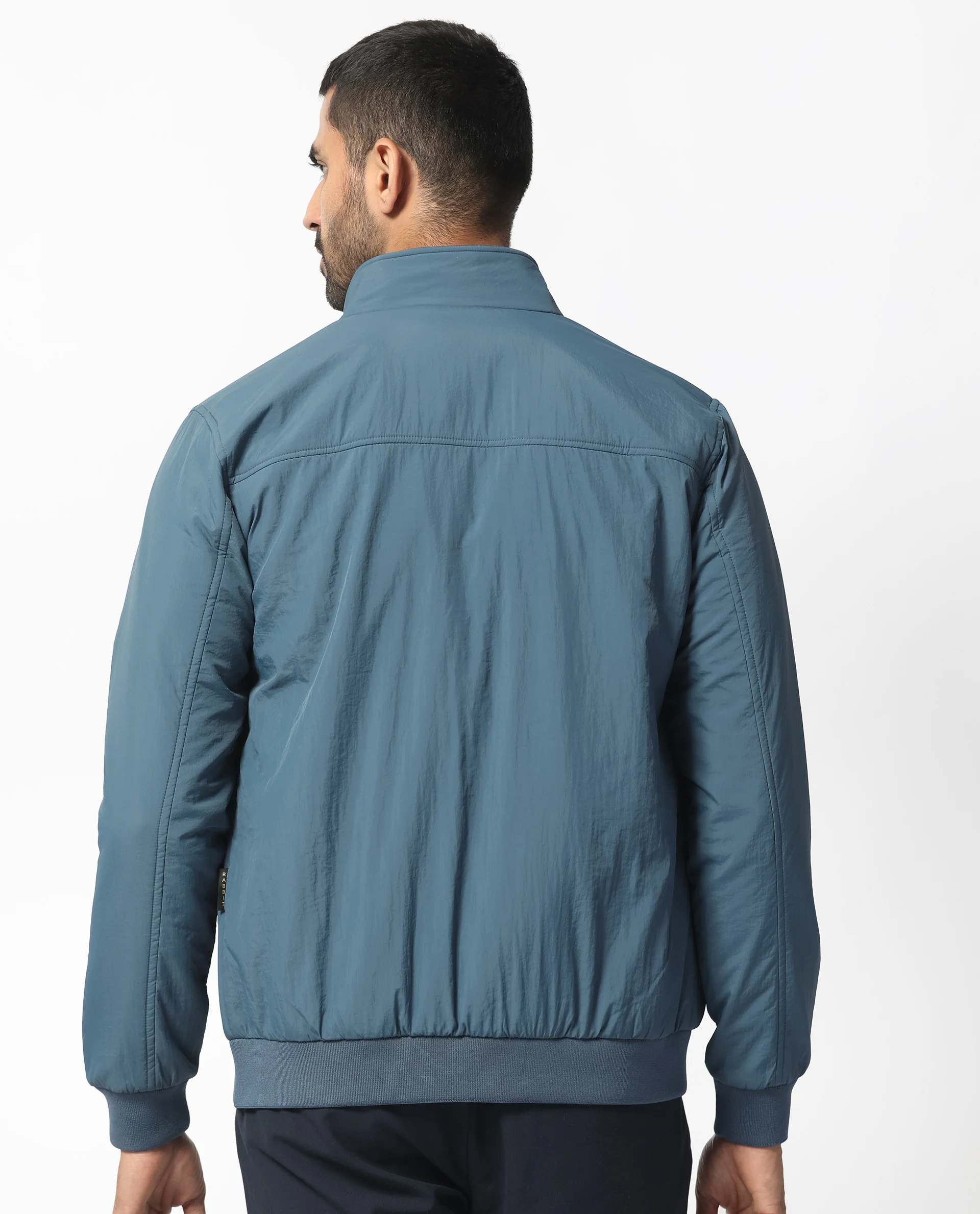 Rare Rabbit Men's Cerno Dark Petrol Polyester Plain Regular Fit Full Sleeve Mandarin Collar Jacket - Image 9