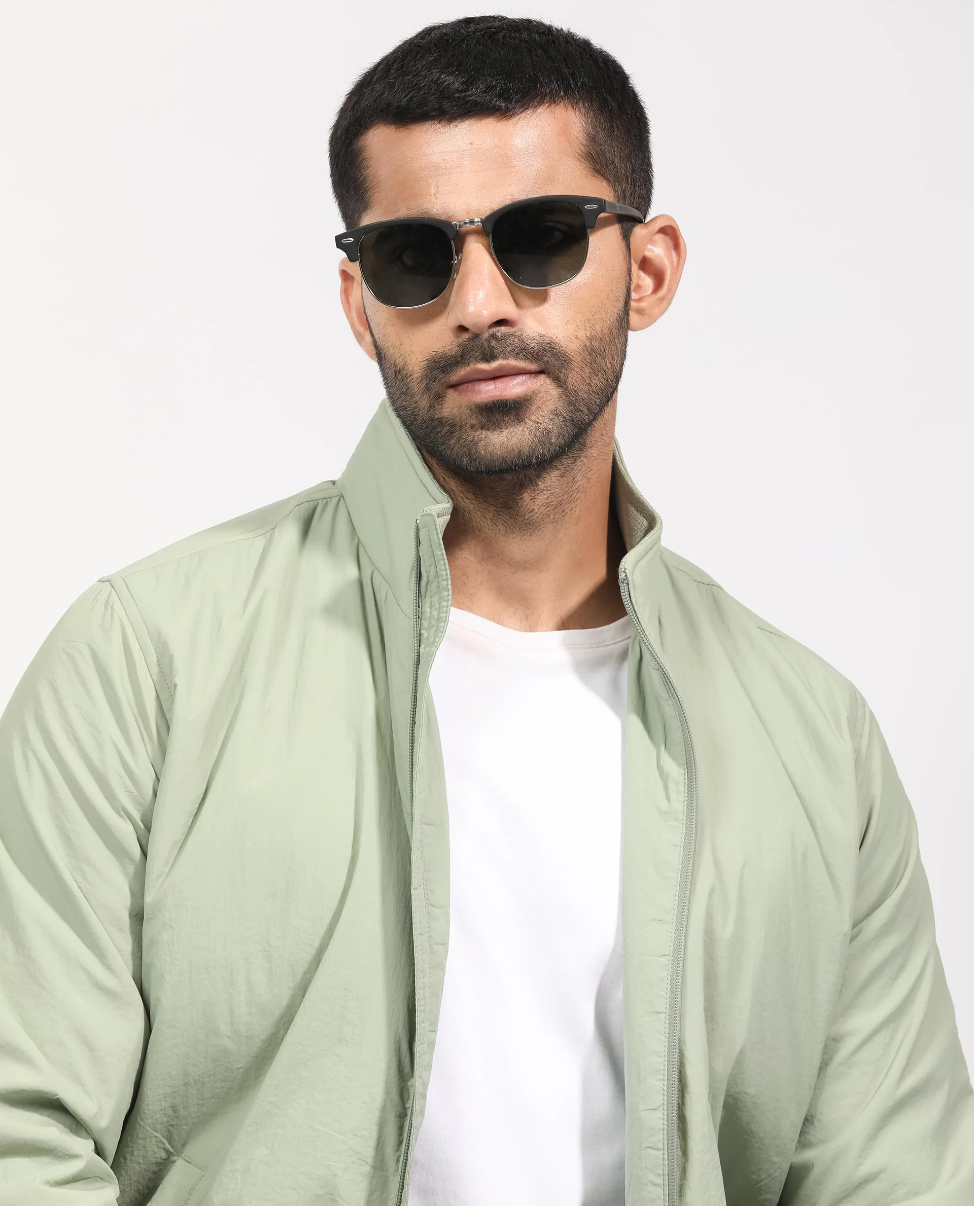 Rare Rabbit Men's Cerno Pastel Green Polyester Plain Regular Fit Full Sleeve Mandarin Collar Jacket - Image 9