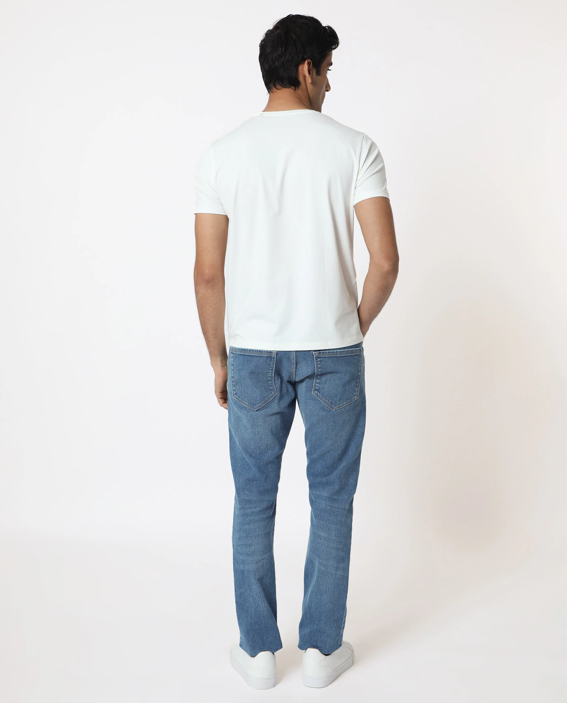 Rare Rabbit Men's Cero Off White Cotton Graphic Print Slim Fit Half Sleeve Crew Neck T-Shirt - Image 11