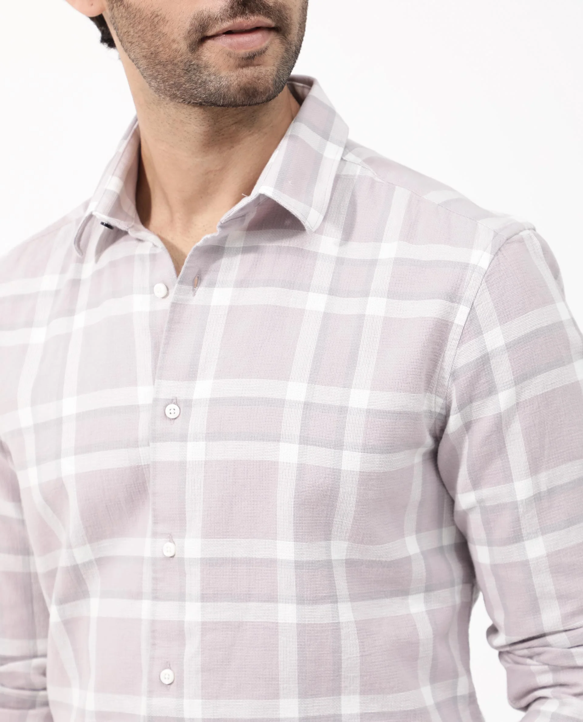 Rare Rabbit Men's Cerol Pastel Pink Cotton Checked Print Regular Fit Full Sleeve Collared Shirt - Image 5