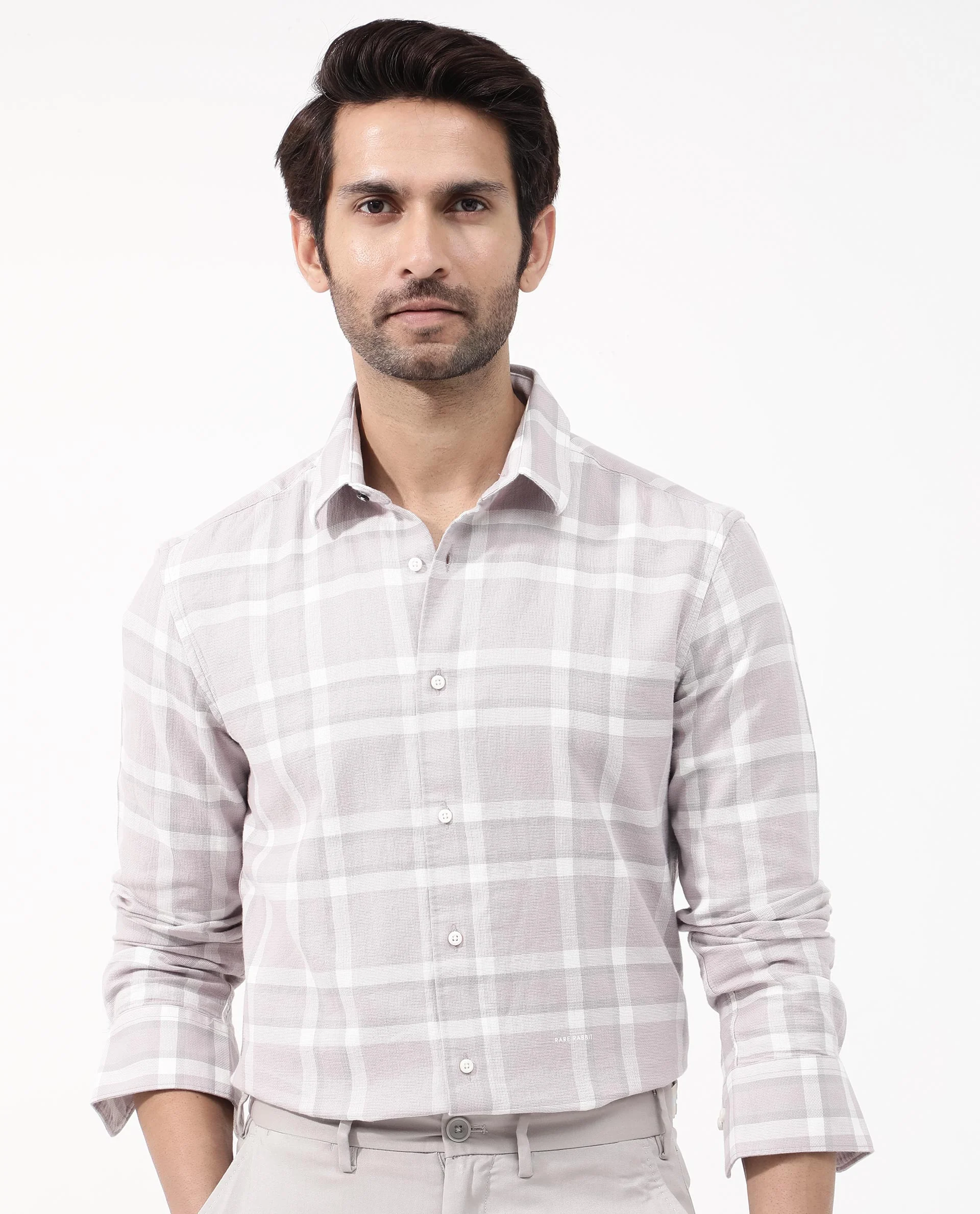 Rare Rabbit Men's Cerol Pastel Pink Cotton Checked Print Regular Fit Full Sleeve Collared Shirt - Image 6