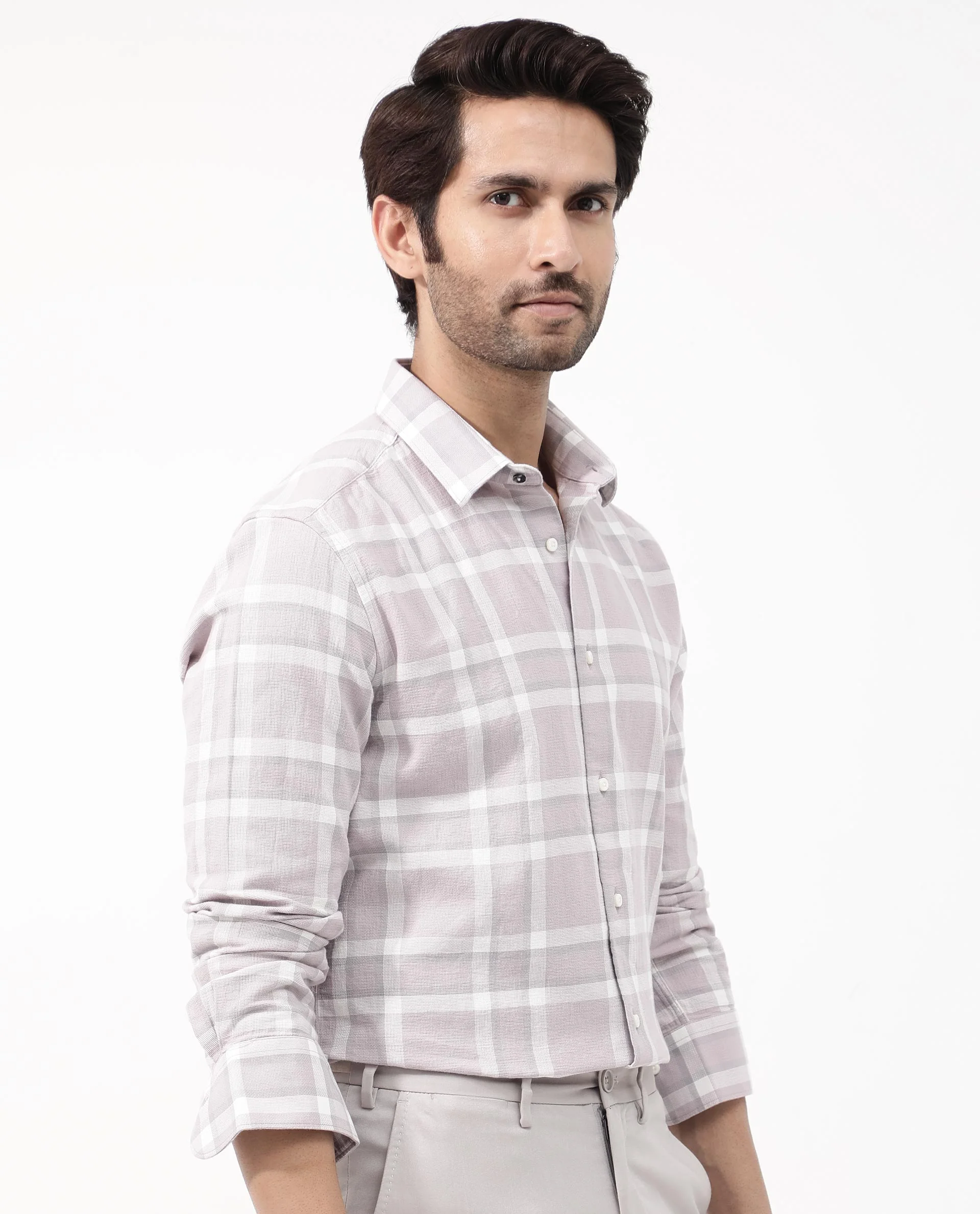 Rare Rabbit Men's Cerol Pastel Pink Cotton Checked Print Regular Fit Full Sleeve Collared Shirt - Image 9