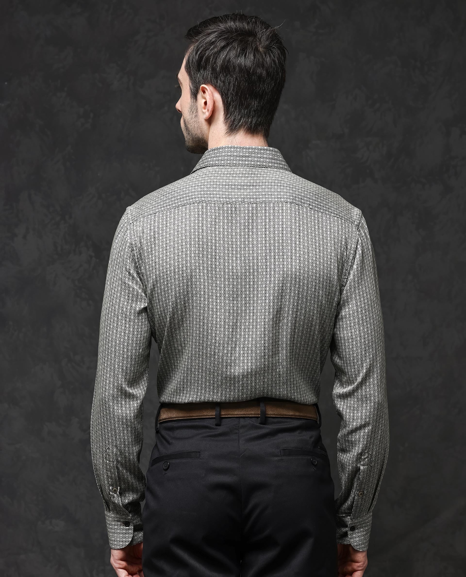 Rare Rabbit Men's Ceroz Beige Viscose Geometric Print Regular Fit Full Sleeve Collared Shirt - Image 10