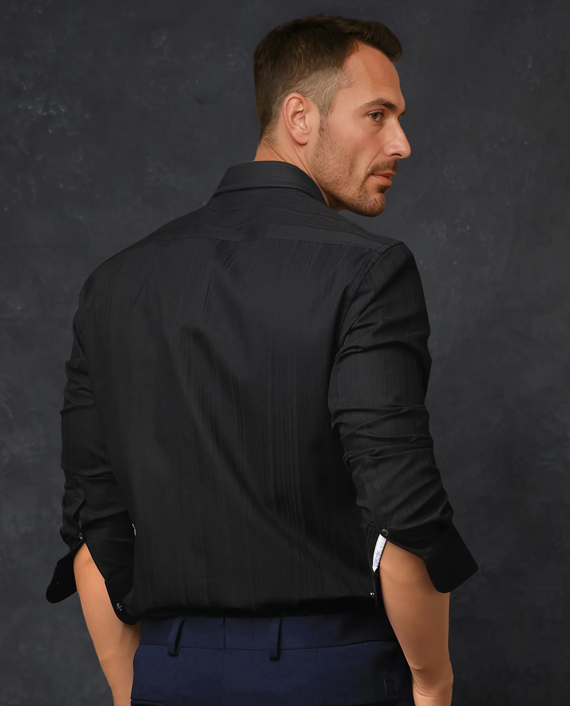 Rare Rabbit Men's Cesco Black Cotton Striped Print Regular Fit Full Sleeve Collared Shirt - Image 6