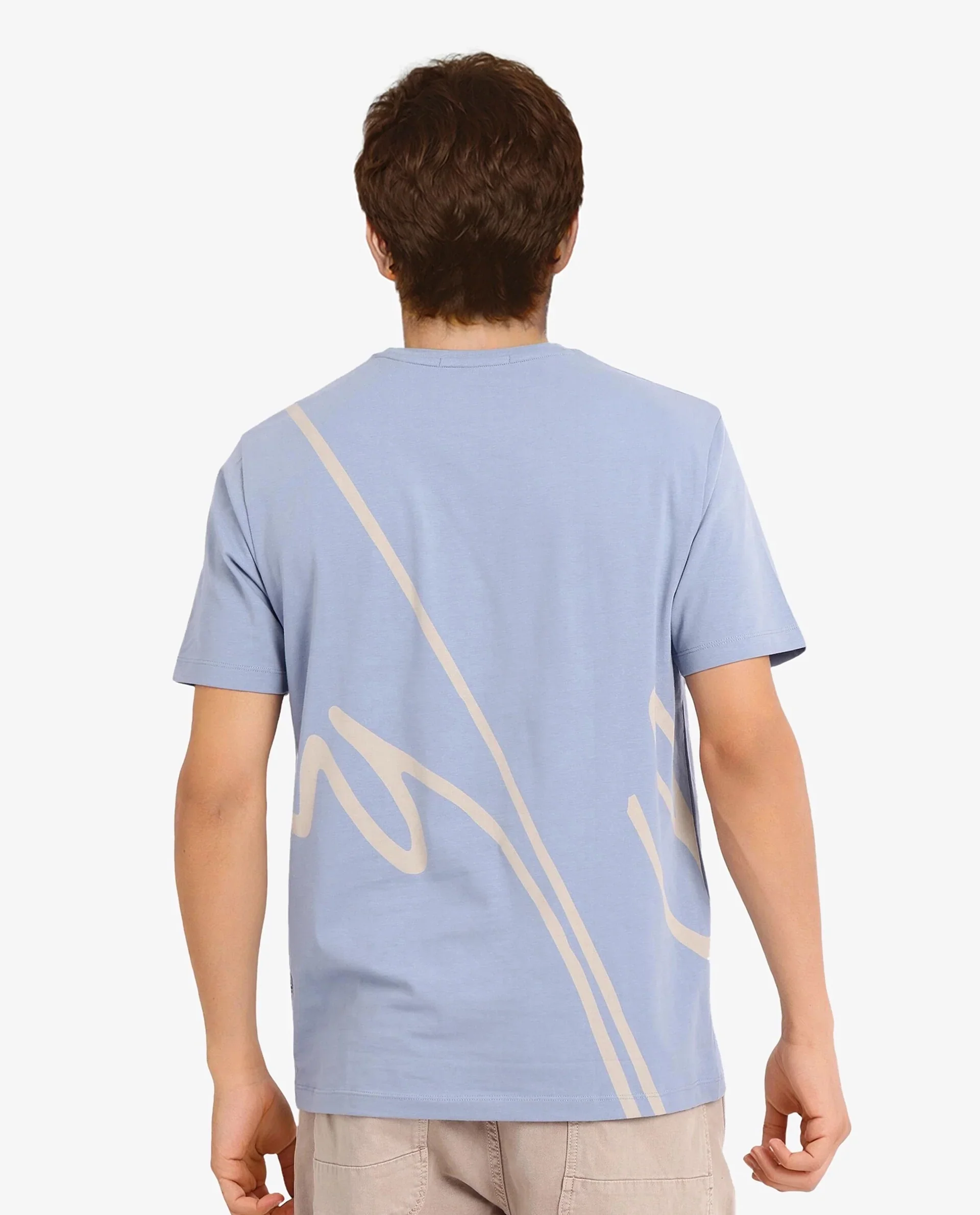 Rare Rabbit Men's Chael Dusky Blue Cotton Blend Graphic Print Regular Fit Half Sleeve Crew Neck T-Shirt - Image 5