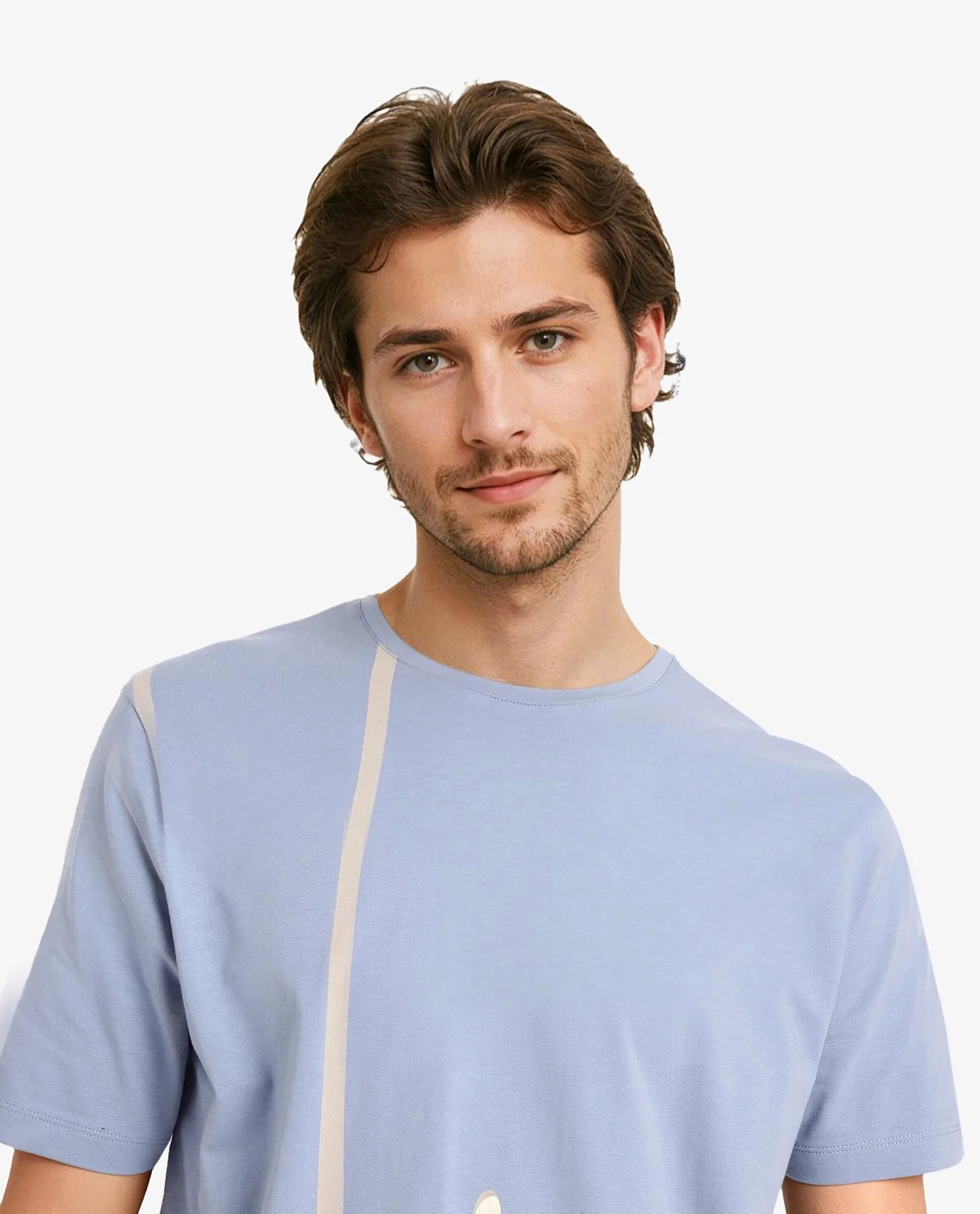Rare Rabbit Men's Chael Dusky Blue Cotton Blend Graphic Print Regular Fit Half Sleeve Crew Neck T-Shirt - Image 7