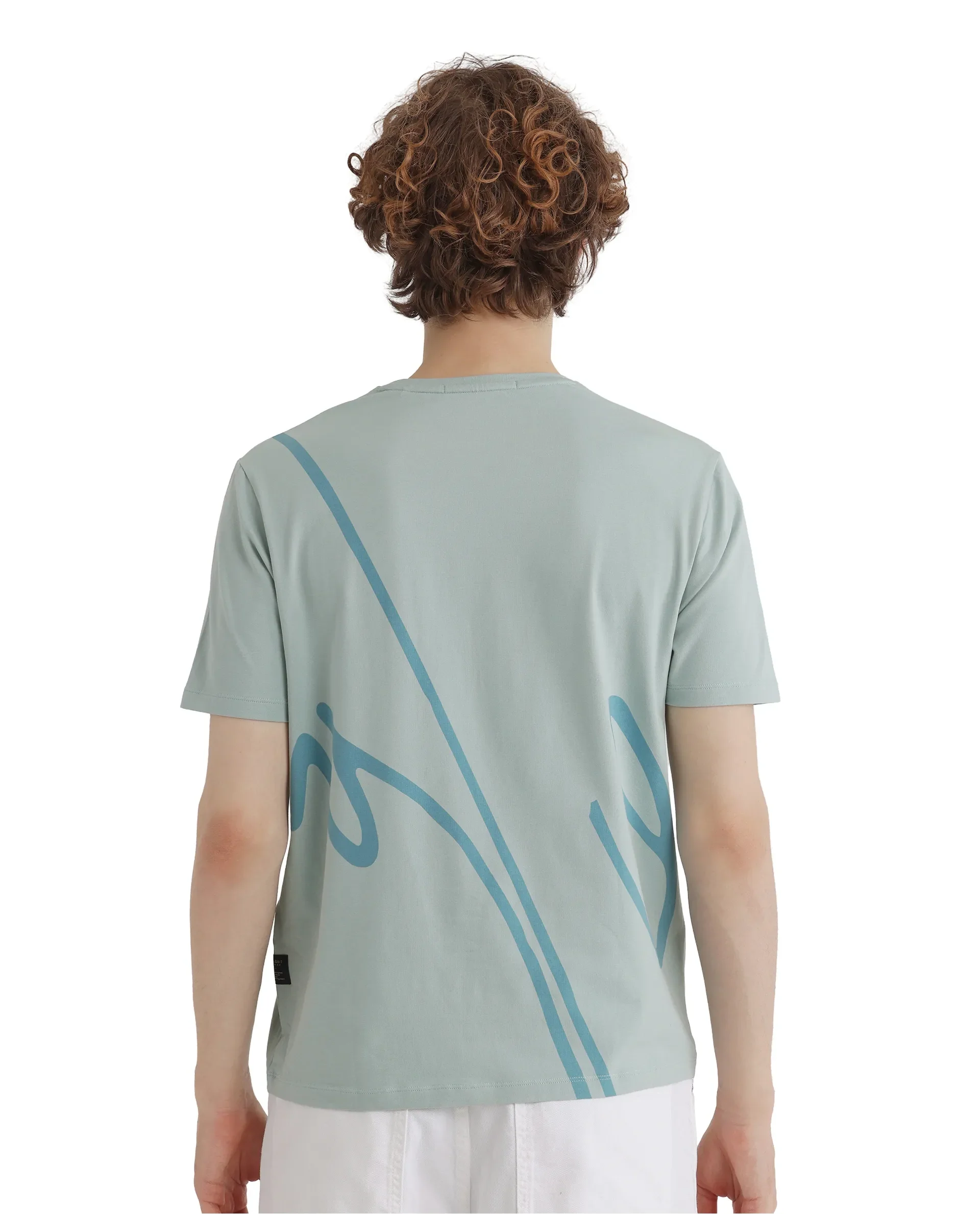 Rare Rabbit Men's Chael Dusky Green Cotton Graphic Print Regular Fit Half Sleeve Crew Neck T-Shirt - Image 4