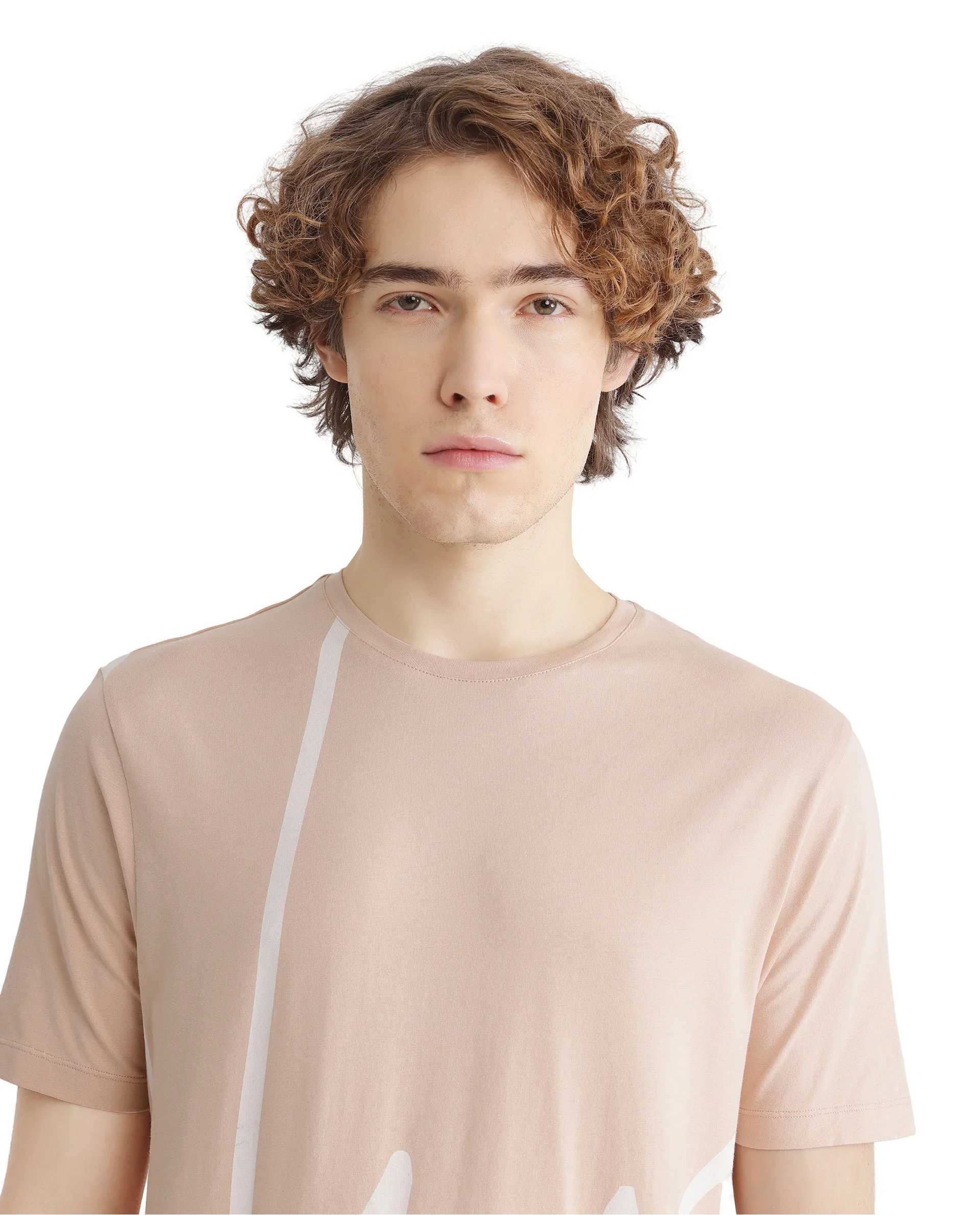 Rare Rabbit Men's Chael Peach Cotton Graphic Print Regular Fit Half Sleeve Crew Neck T-Shirt - Image 7