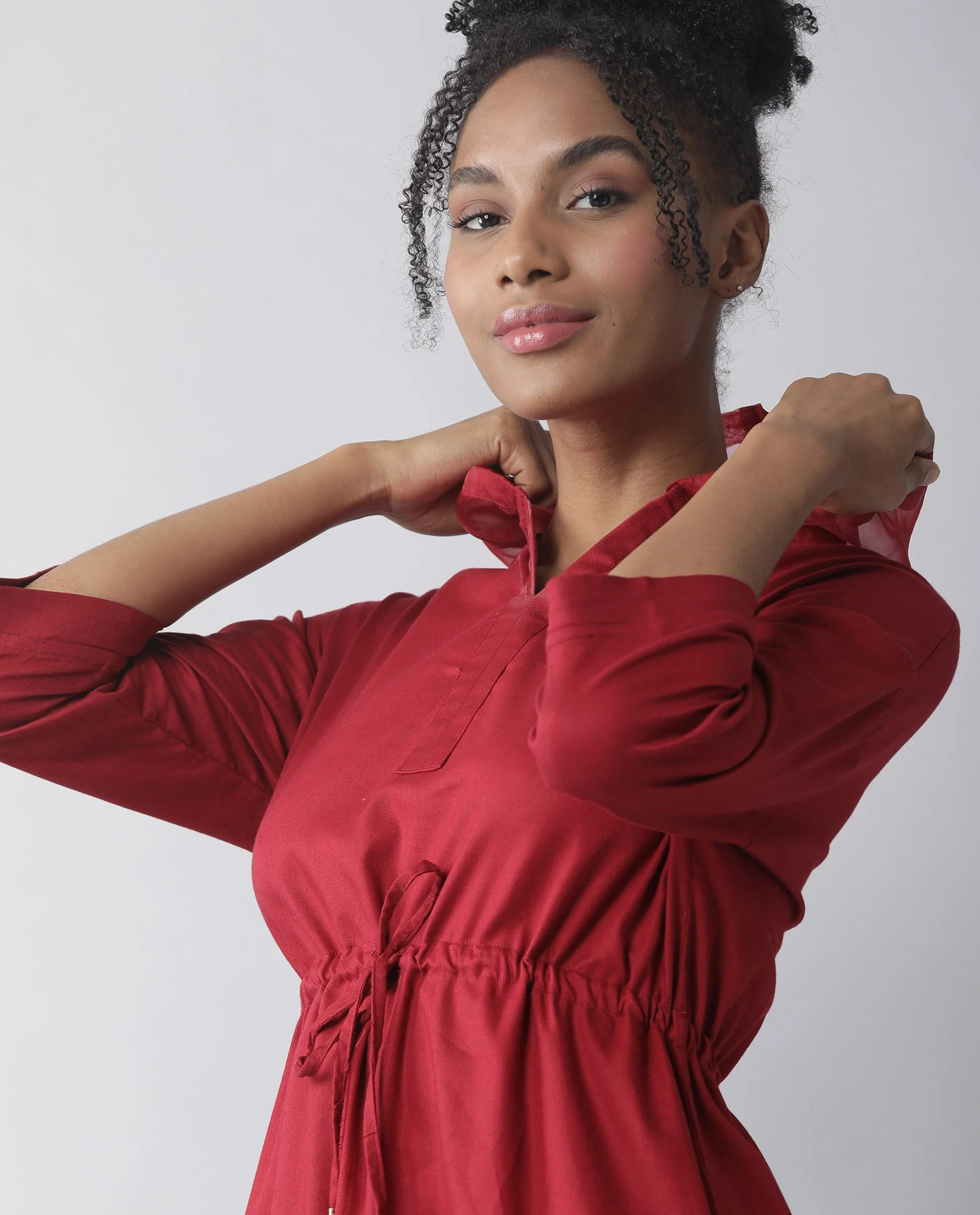 Rareism Women's Chalk Maroon Full Sleeve Dress - Image 2