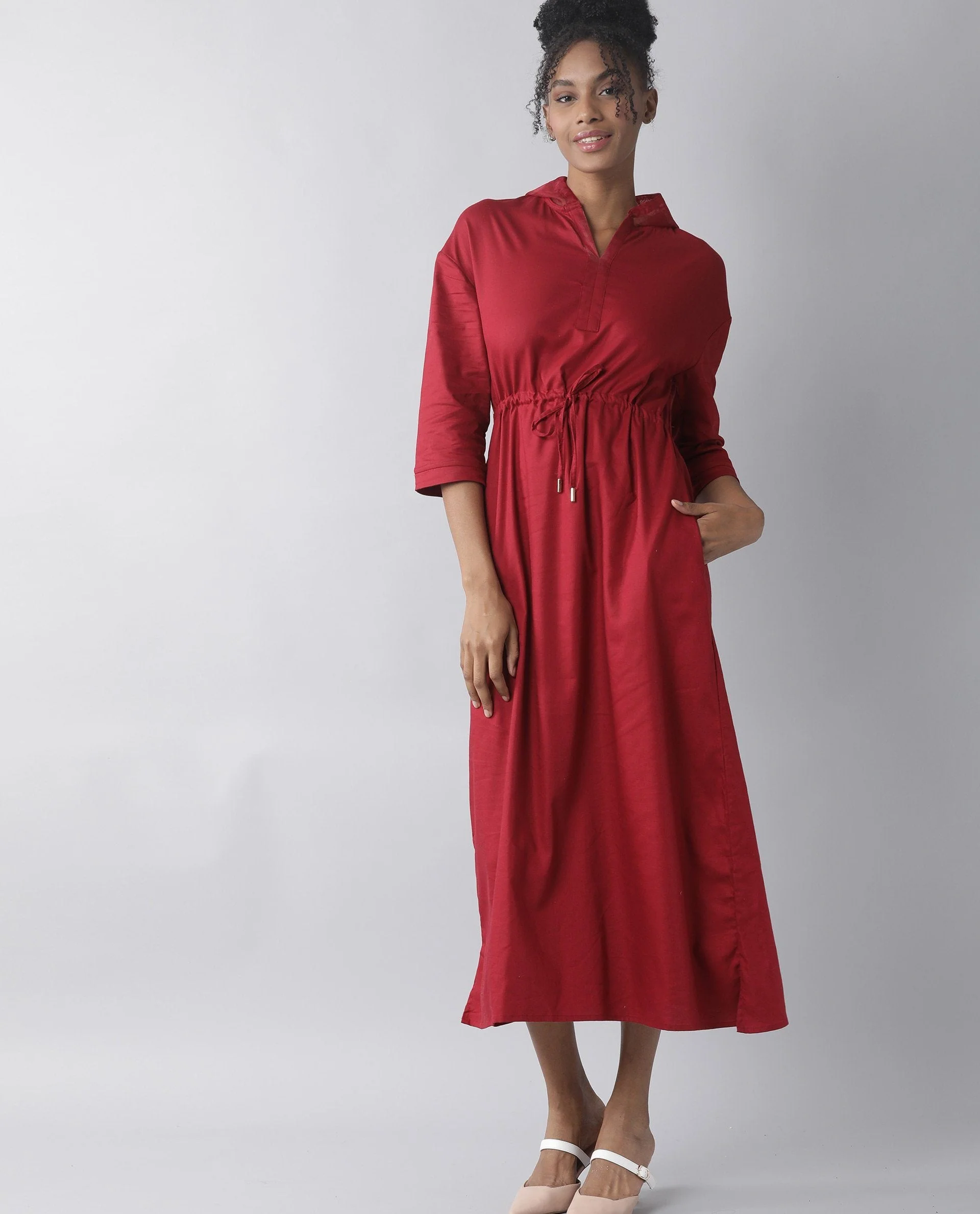 Rareism Women's Chalk Maroon Full Sleeve Dress - Image 3