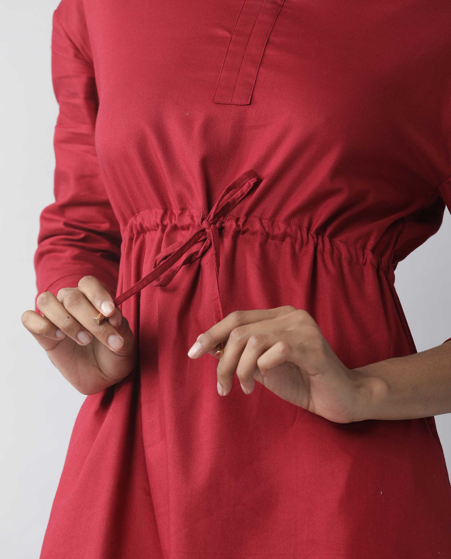 Rareism Women's Chalk Maroon Full Sleeve Dress - Image 4