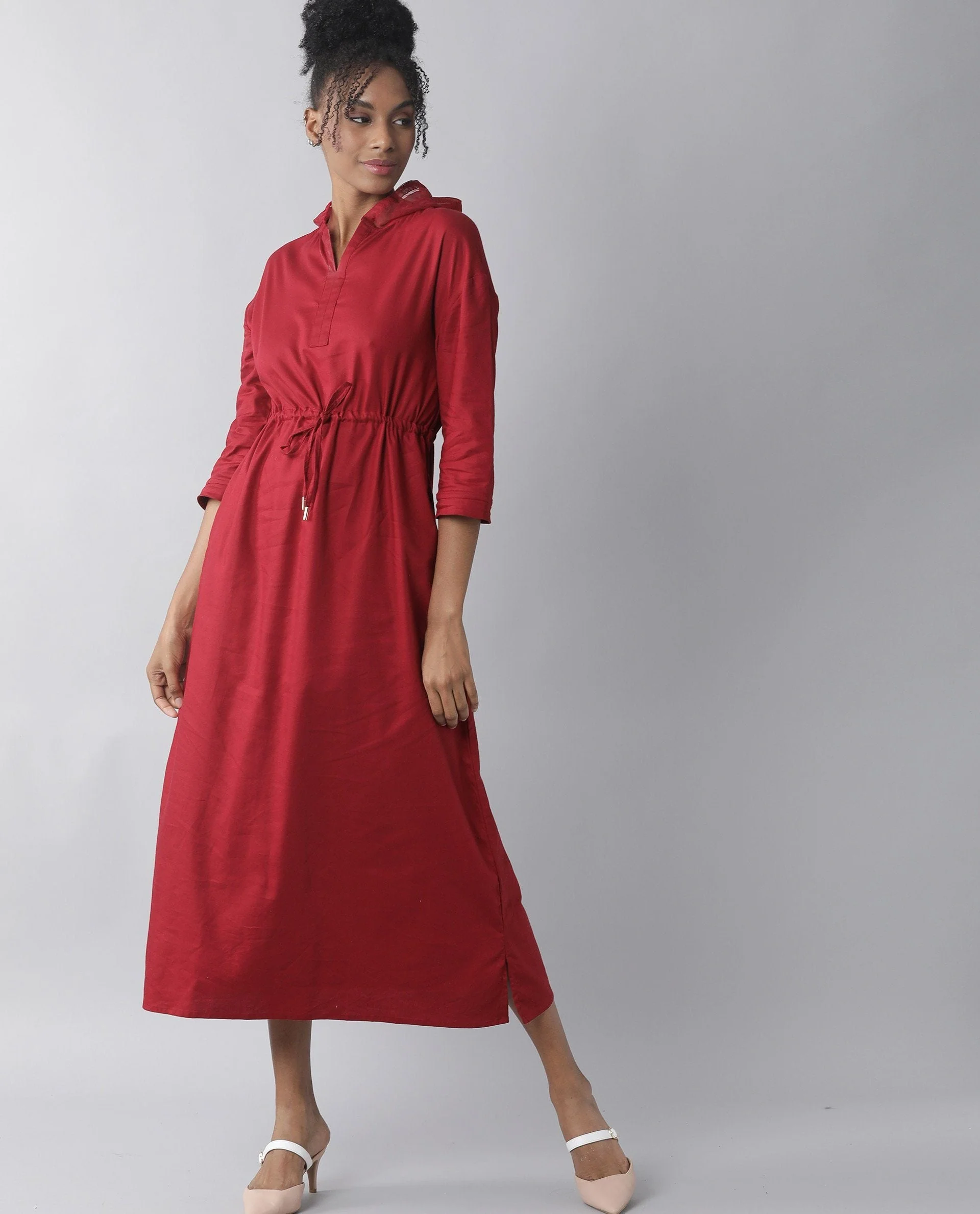 Rareism Women's Chalk Maroon Full Sleeve Dress - Image 6