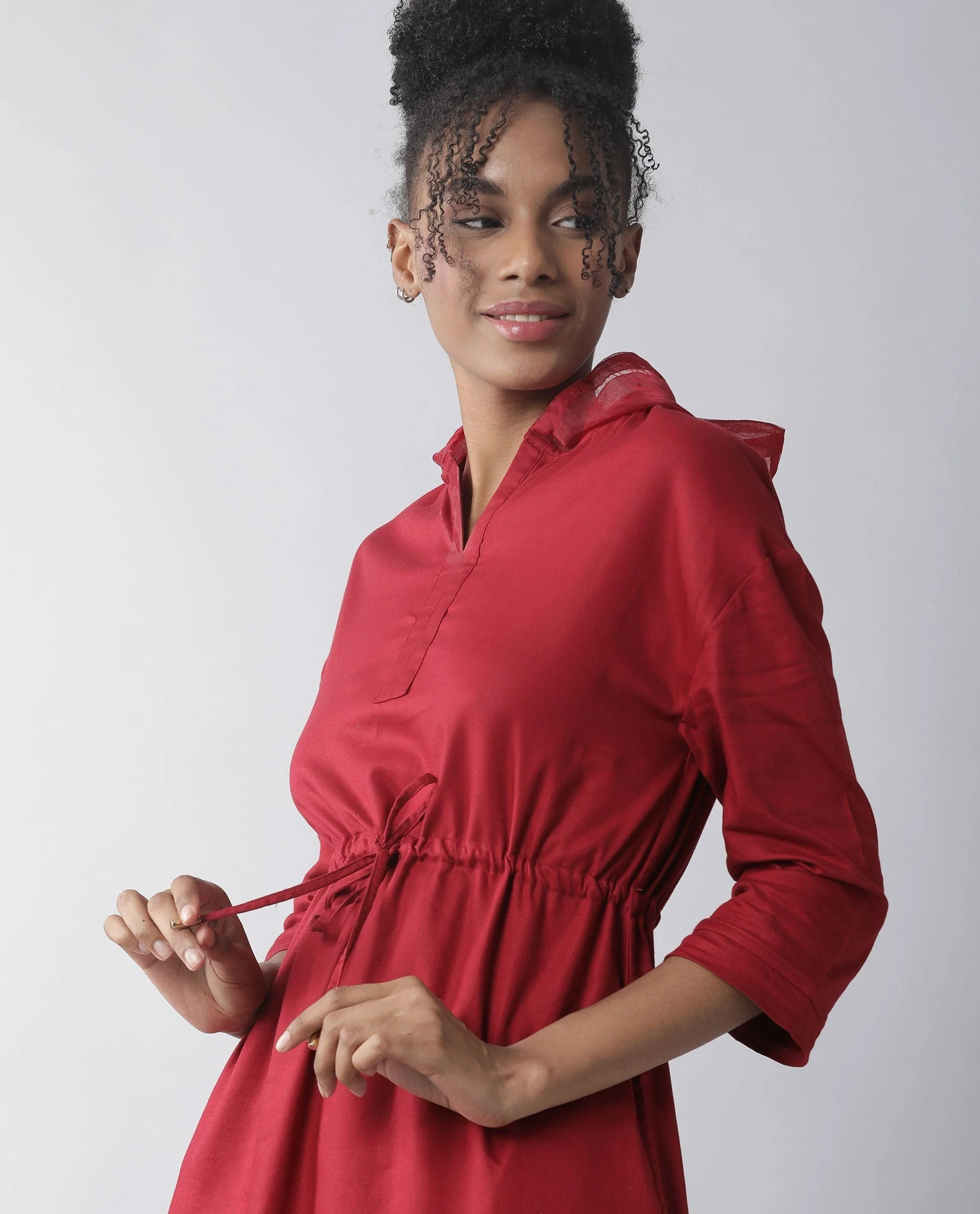 Rareism Women's Chalk Maroon Full Sleeve Dress - Image 7