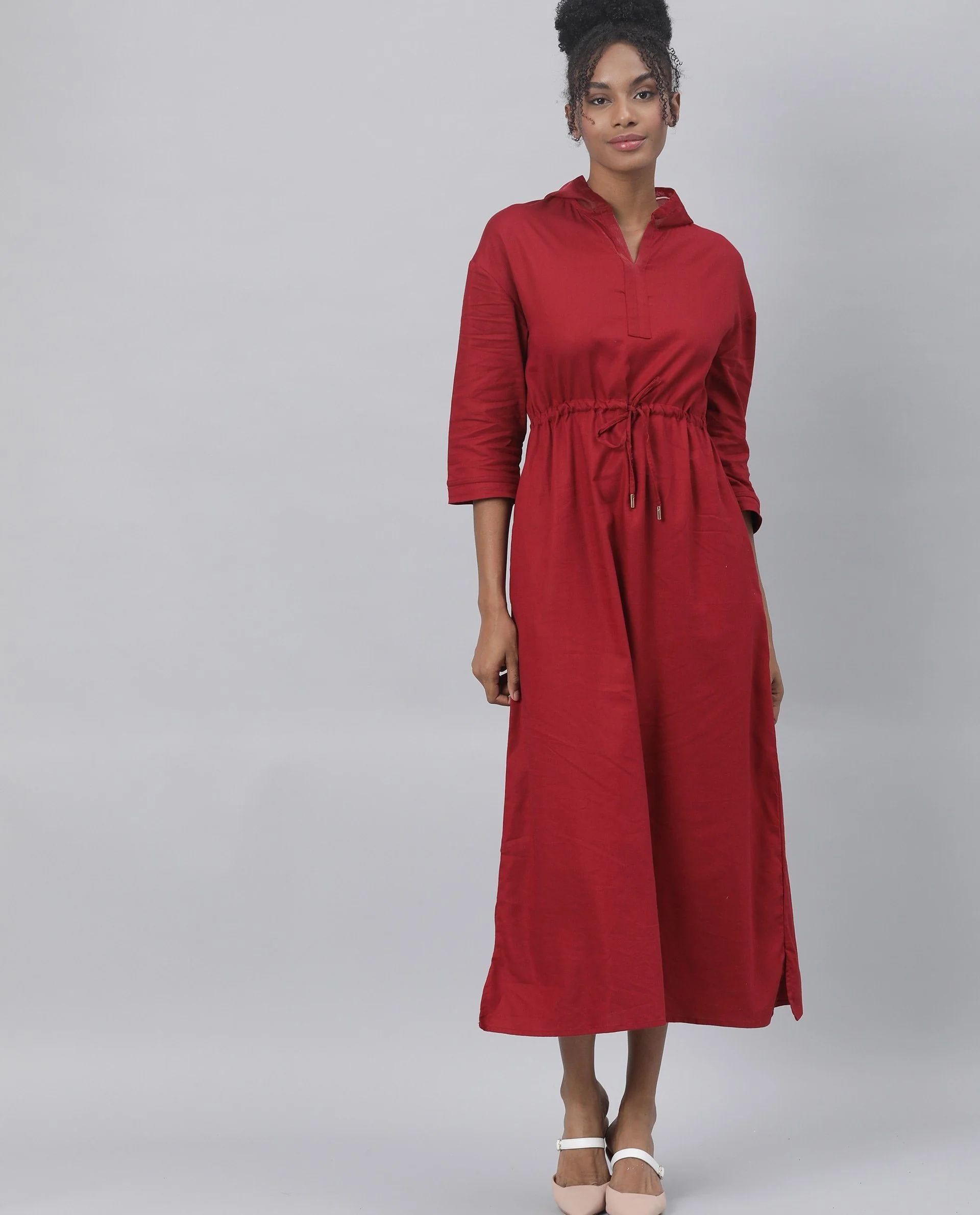 Rareism Women's Chalk Maroon Full Sleeve Dress - Image 8