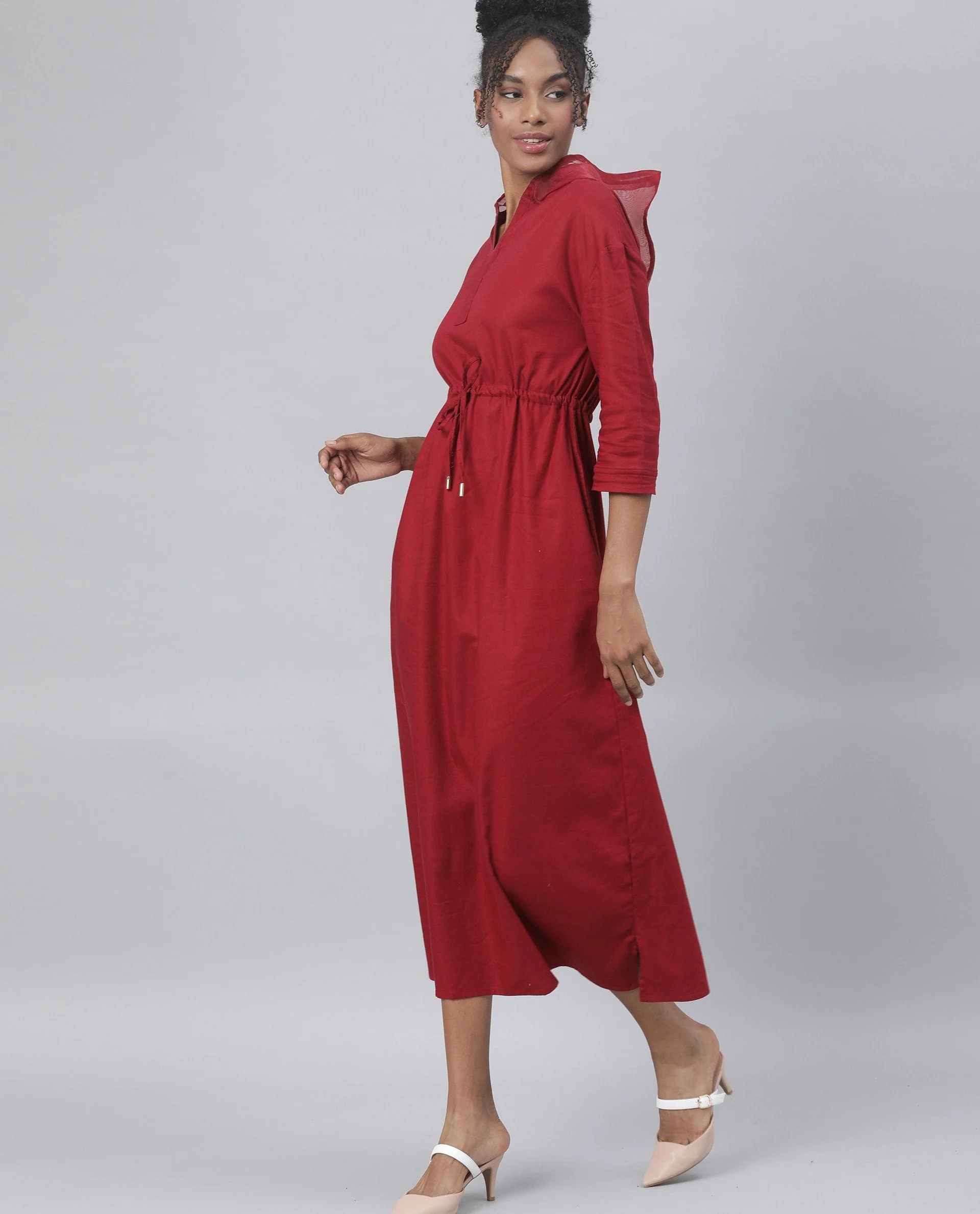Rareism Women's Chalk Maroon Full Sleeve Dress - Image 9