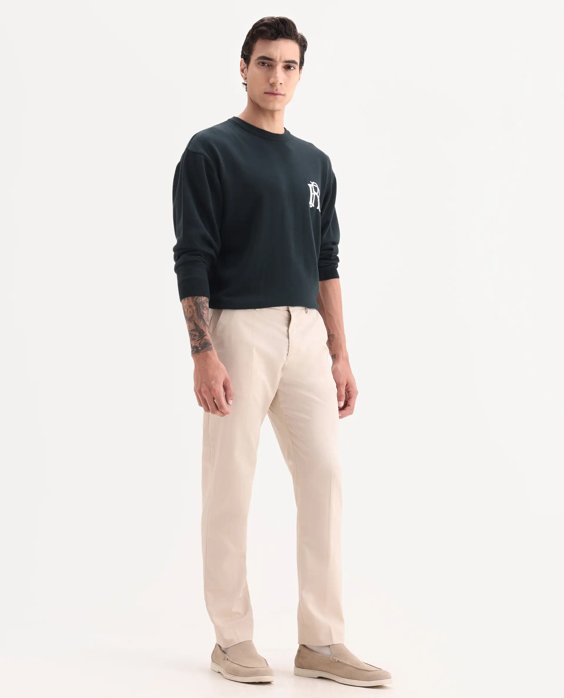 Rare Rabbit Men's Chamer Beige Polyester Plain Regular Fit Trouser - Image 3