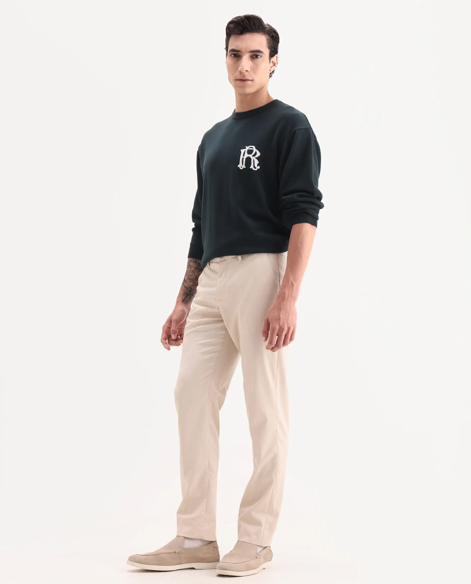 Rare Rabbit Men's Chamer Beige Polyester Plain Regular Fit Trouser - Image 4