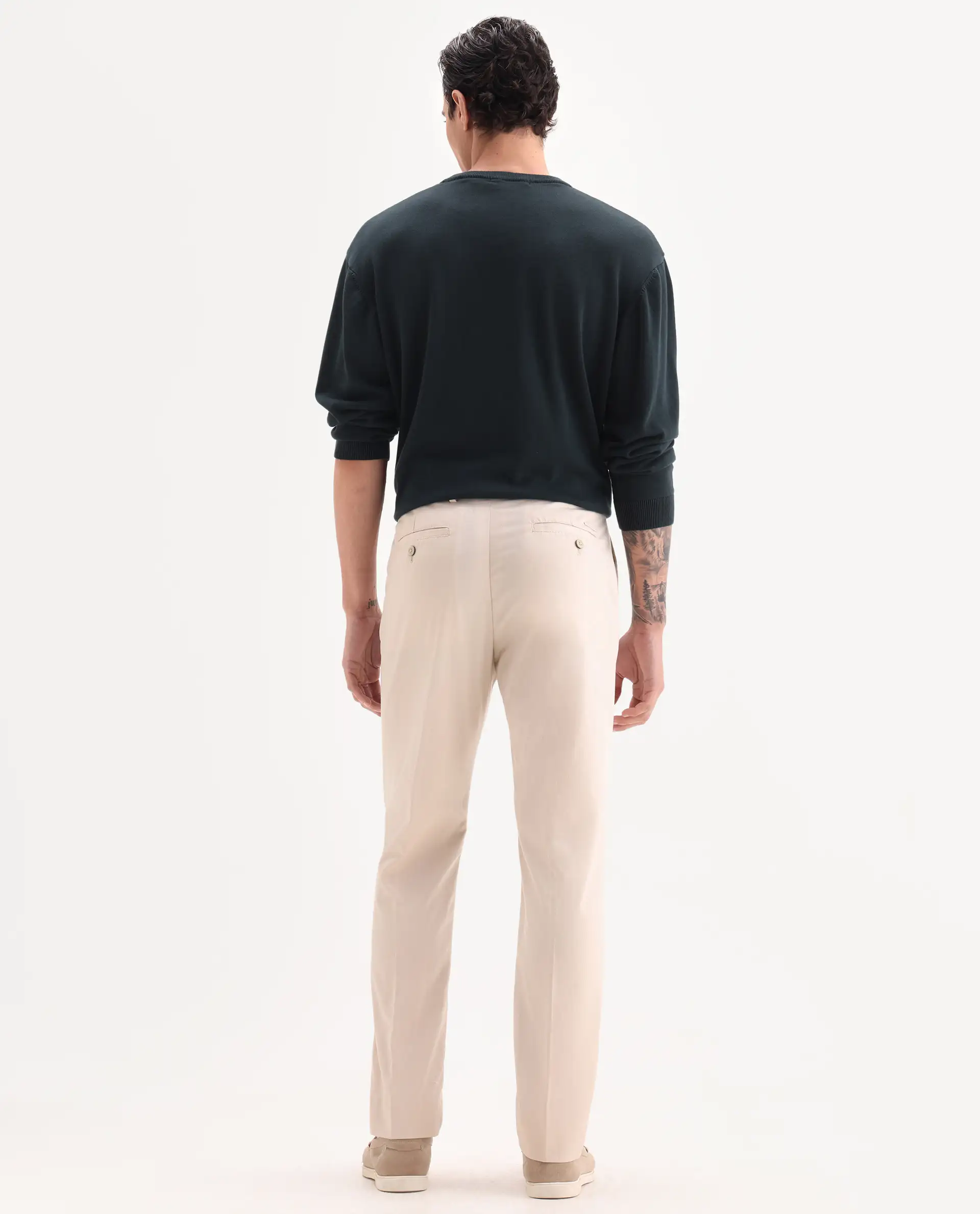 Rare Rabbit Men's Chamer Beige Polyester Plain Regular Fit Trouser - Image 6