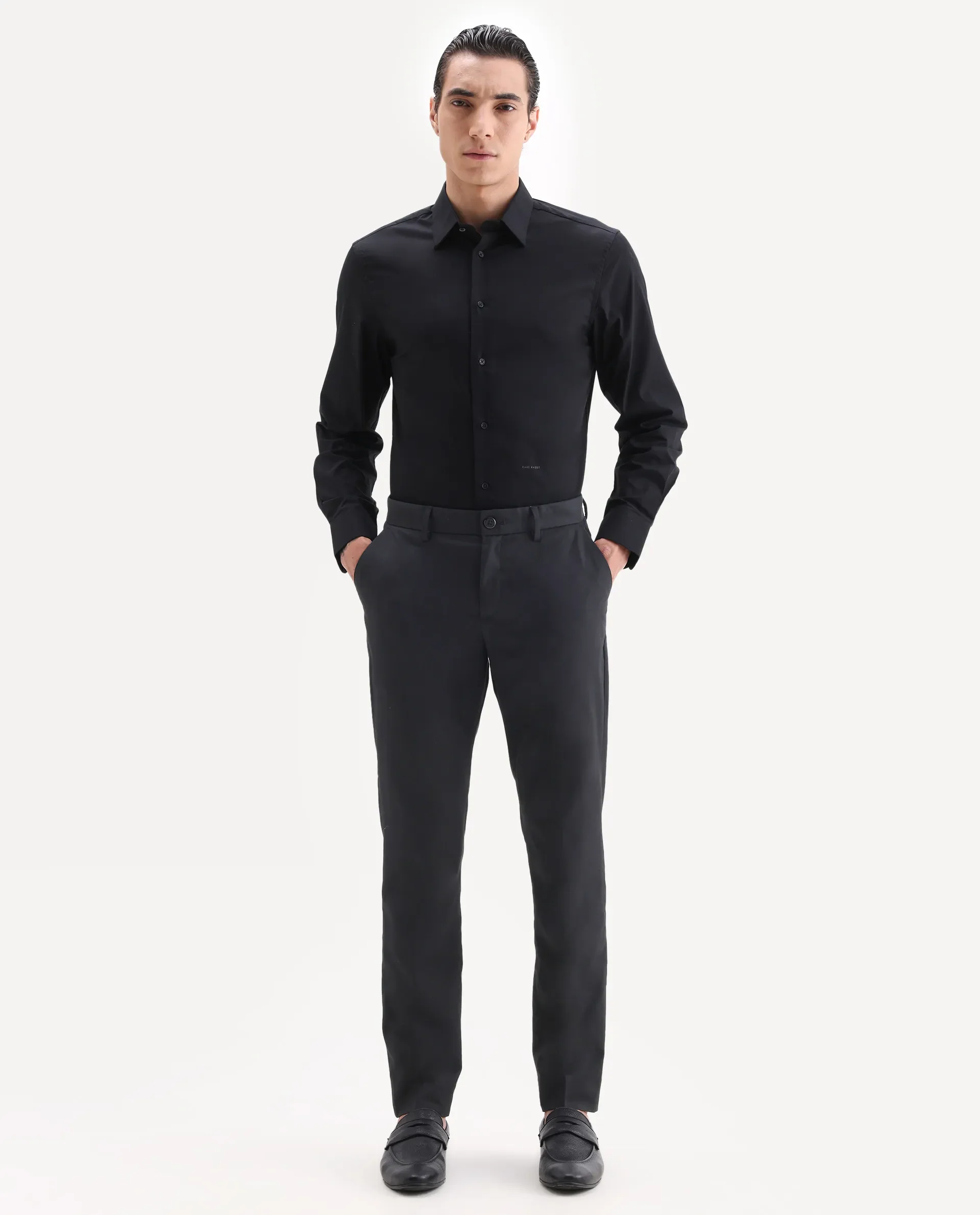 Rare Rabbit Men's Chamer Black Polyester Plain Regular Fit Trouser - Image 7