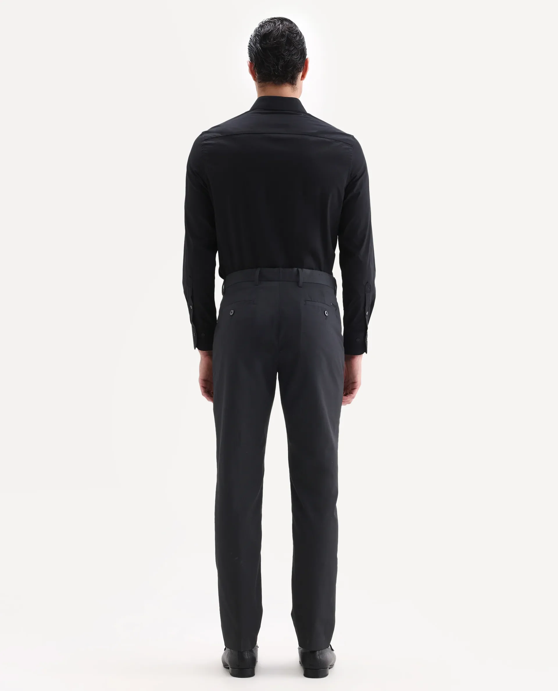 Rare Rabbit Men's Chamer Black Polyester Plain Regular Fit Trouser - Image 8